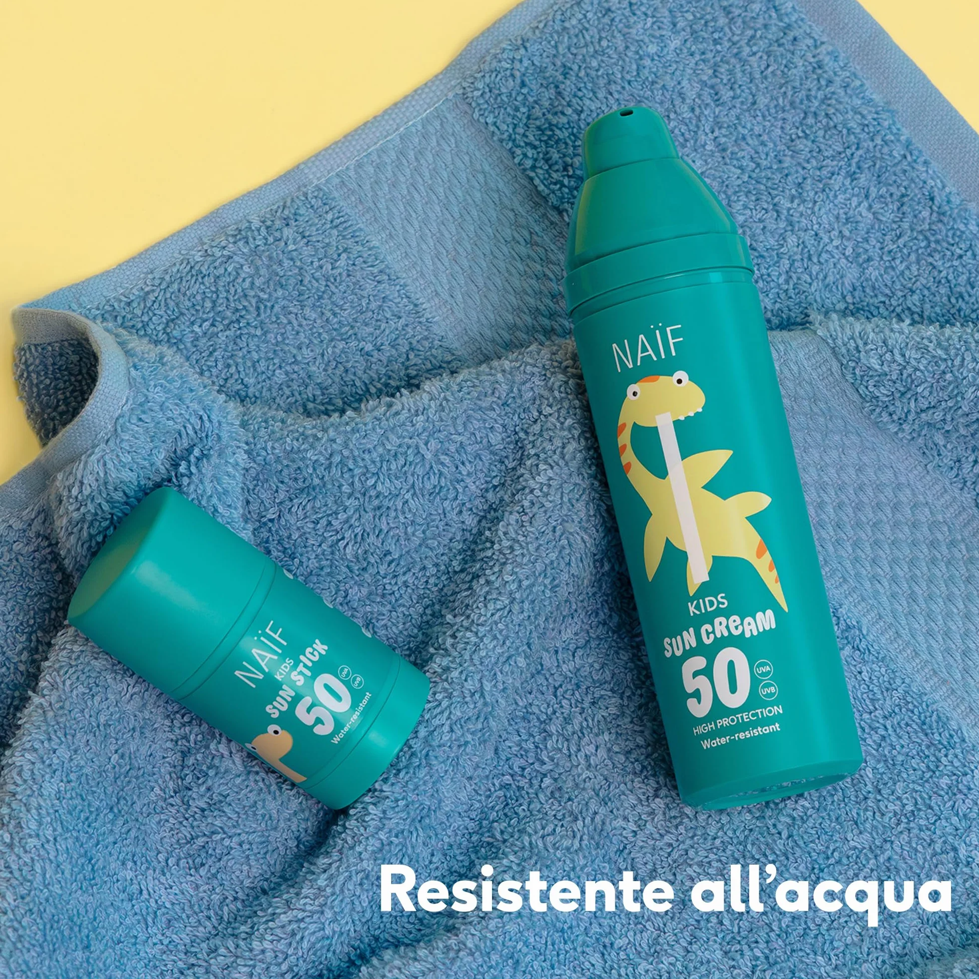 Naïf - Lozione solare per bambini - SPF 50 - Dai 3 anni - Protezione UVA e UVB - Resistente all'acqua - Dermatologicamente testato - Senza microplastiche - Profumato - 100 ml