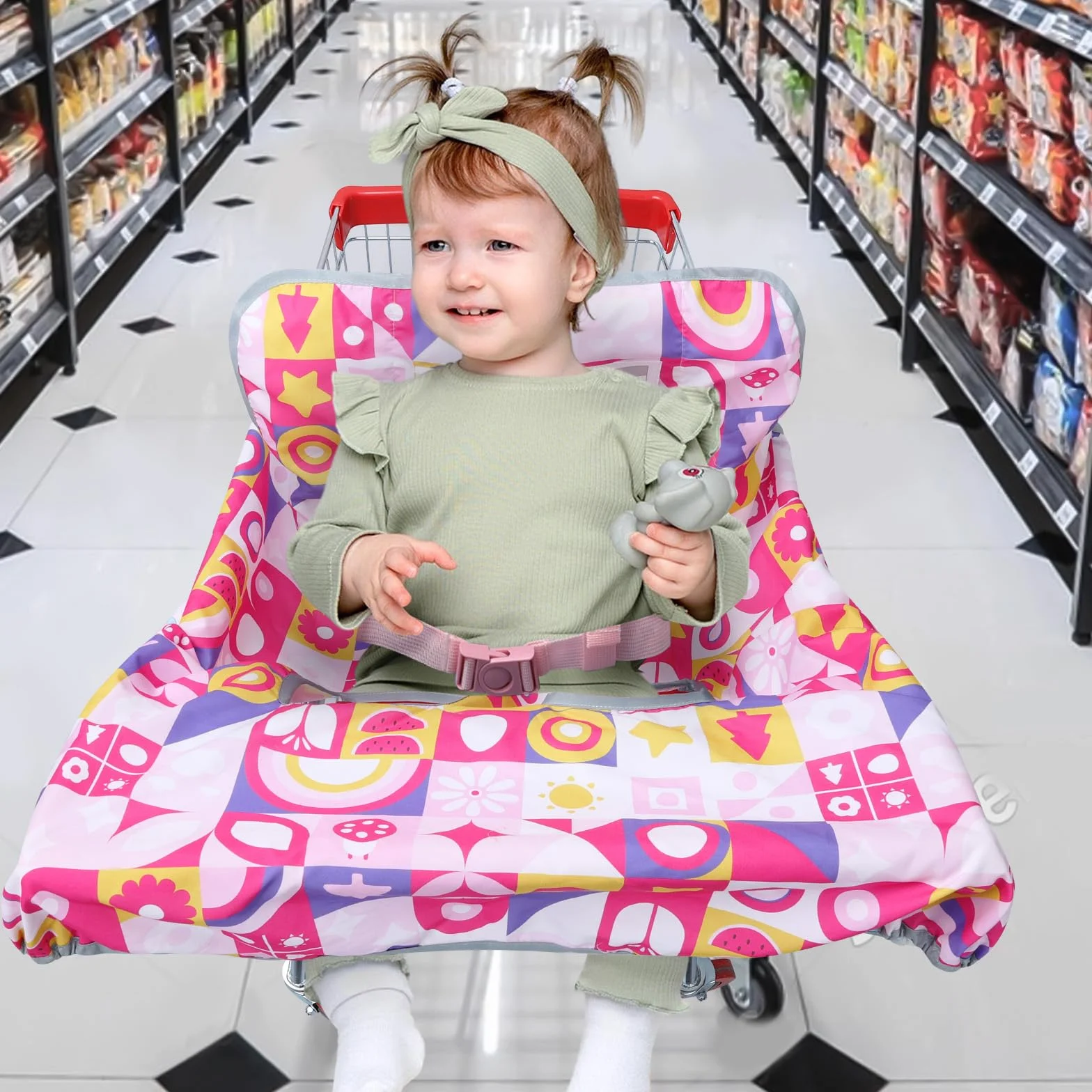 Copertura del Carrello Della Spesa per il Bambino,Copertura Sottile per Seggiolone Copertura per Carrello Della Spesa,Morbido e Confortevole, Lavabile in Lavatrice,Adatto all'uso Estivo