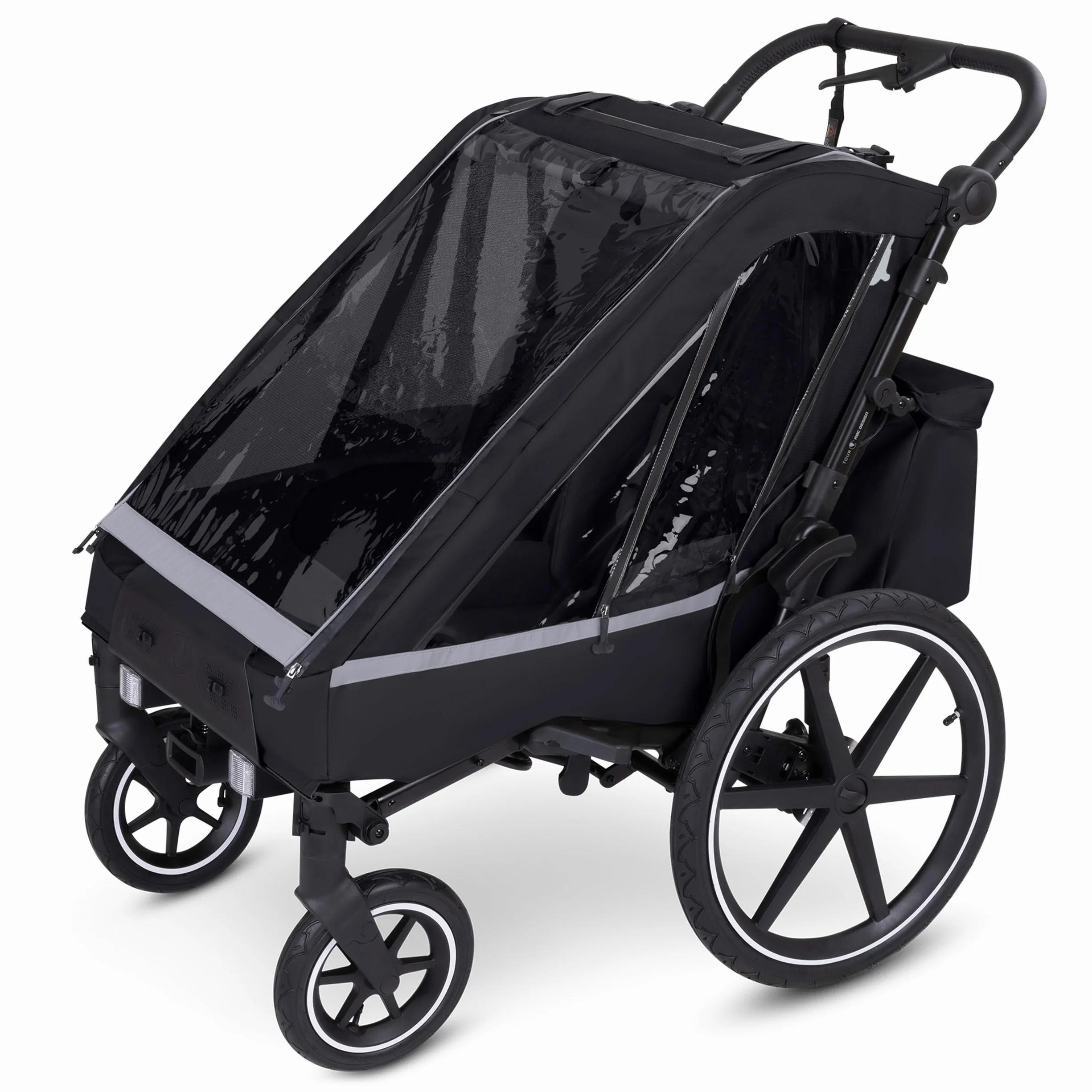 ABC Design Rimorchio per bicicletta 3 in 1 Tour con 2 sedili confortevoli e ruote pneumatiche – Ink