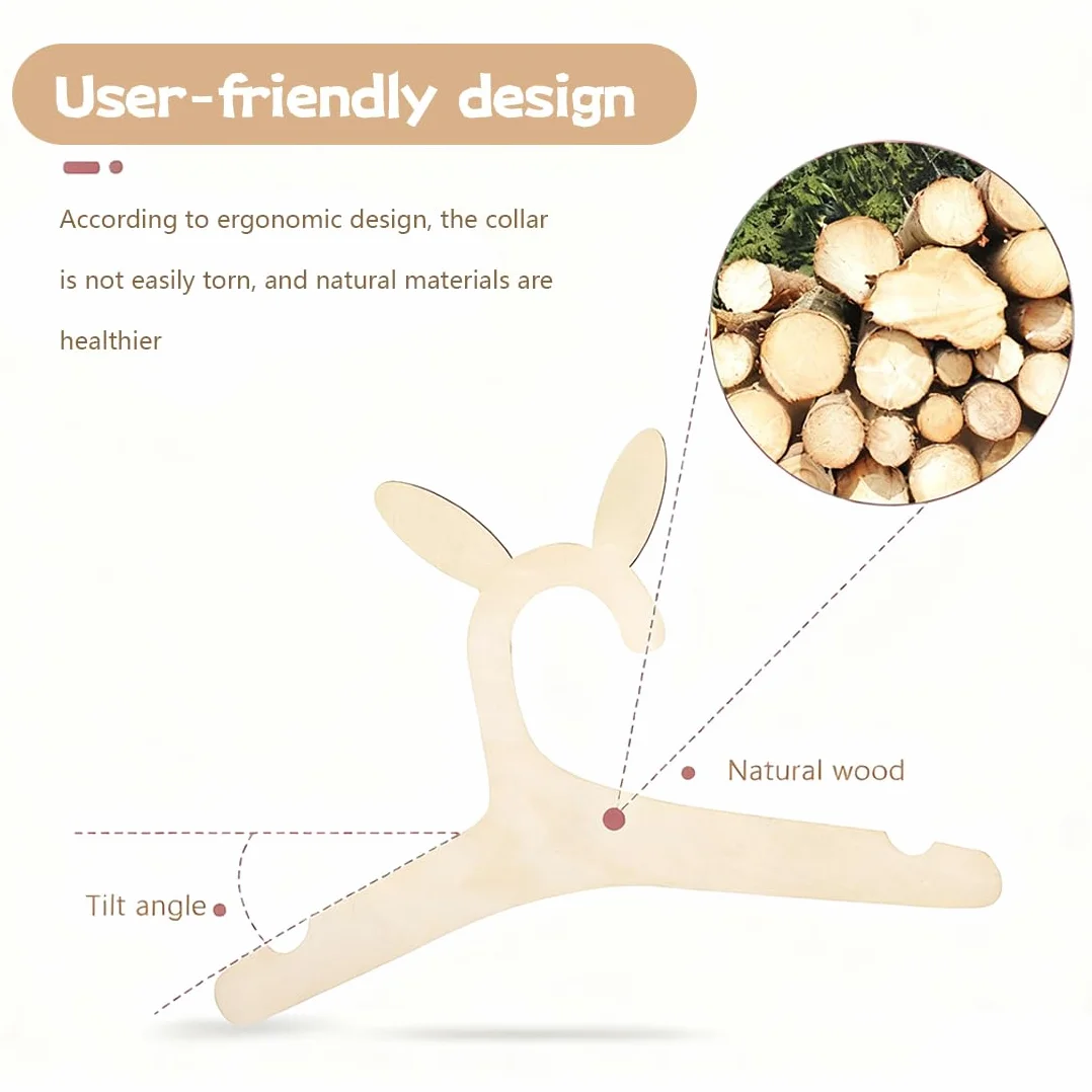 15 Pezzi Appendini in Legno per Bambini, Gruccia Neonato Legno, design a scanalature, per Unisex Bambino Neonati Regalo, per decorare e appendere i vestiti (15,5 x 22,7 cm)
