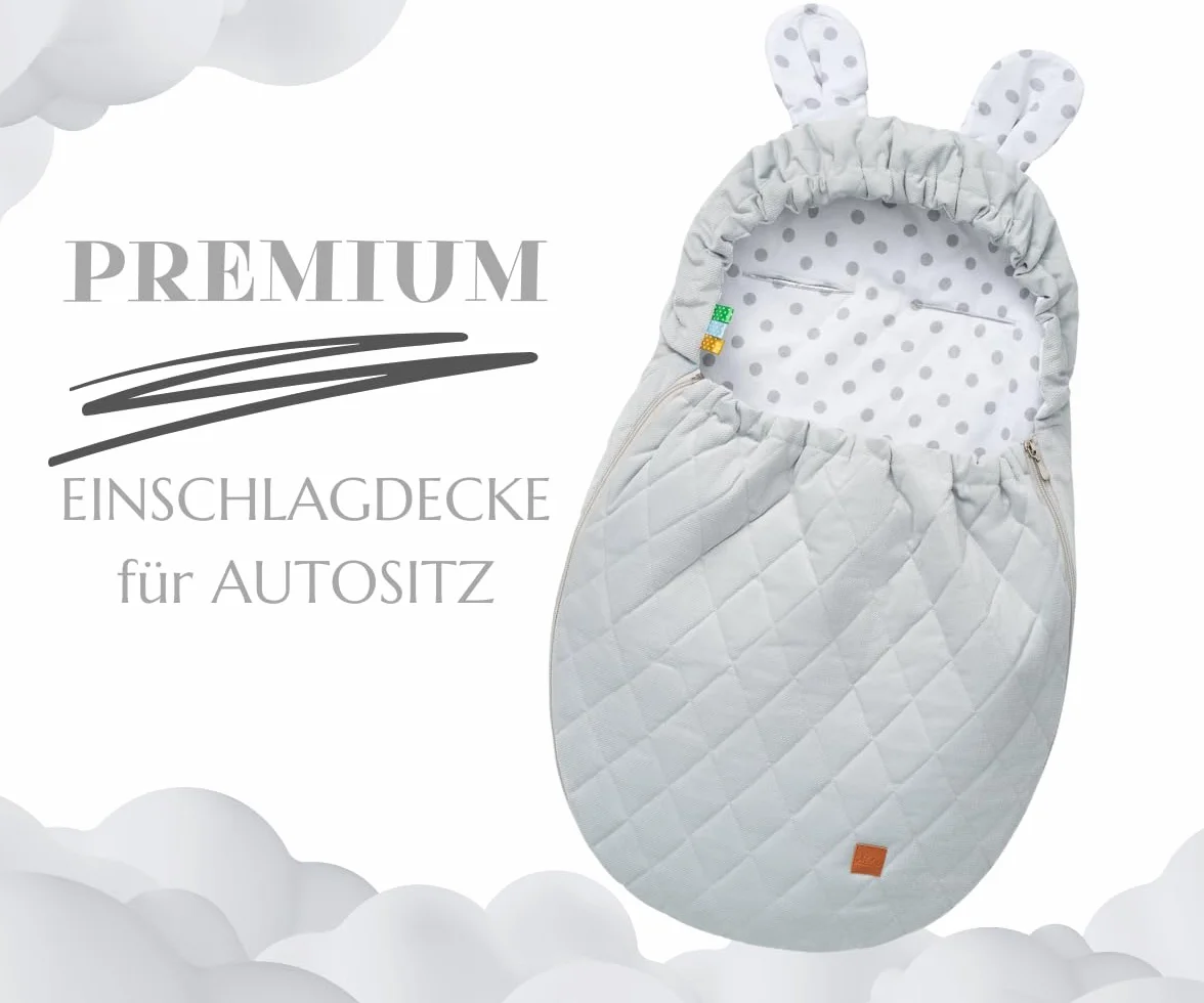 Mikos Coprigambe per ovetto, in tessuto di velluto con tessuto di cotone per seggiolino auto, coperta per passeggini, ad esempio Maxi Cosi (grigio)
