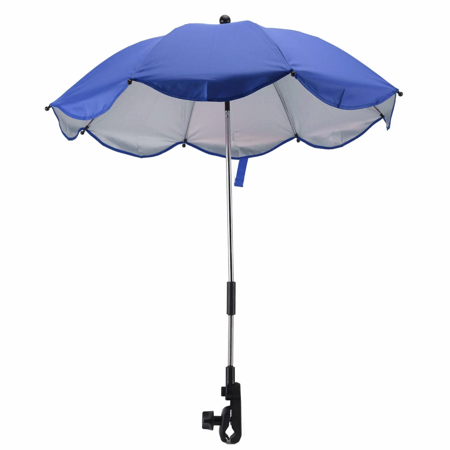 14 Pollici Ombrellino per Passeggino, Ombrellino Universale per Passeggino con Morsetto Protezione Regolabile Ombrellone per Passeggino per Passeggino, Culla, Sedia a Rotelle (Blu zaffiro (colla
