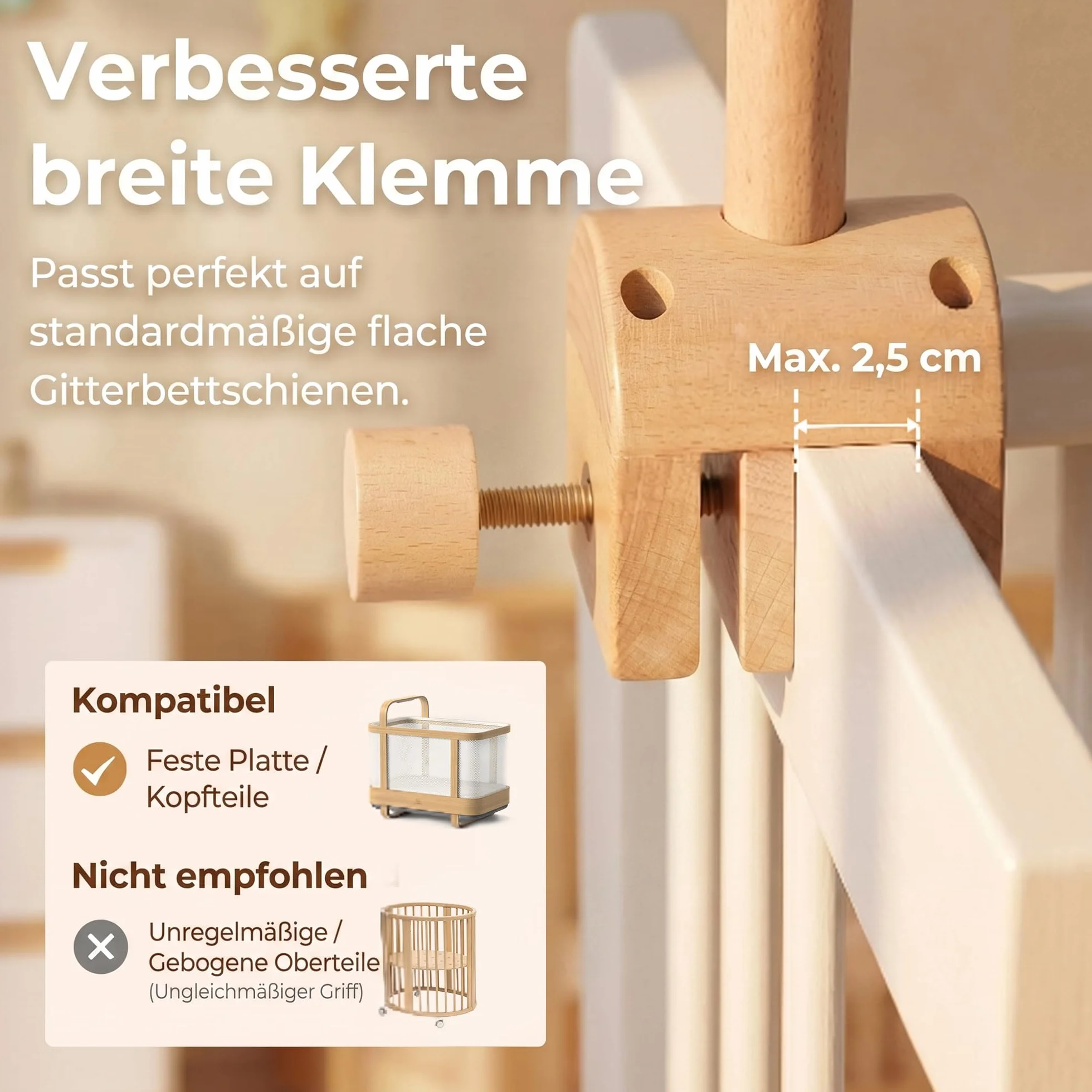 Supporto mobile in legno per lettino, supporto mobile per fasciatoio, decorazione per la cameretta dei bambini, personalizzato, supporto per cellulare, asta per appendere i campanelli eolici