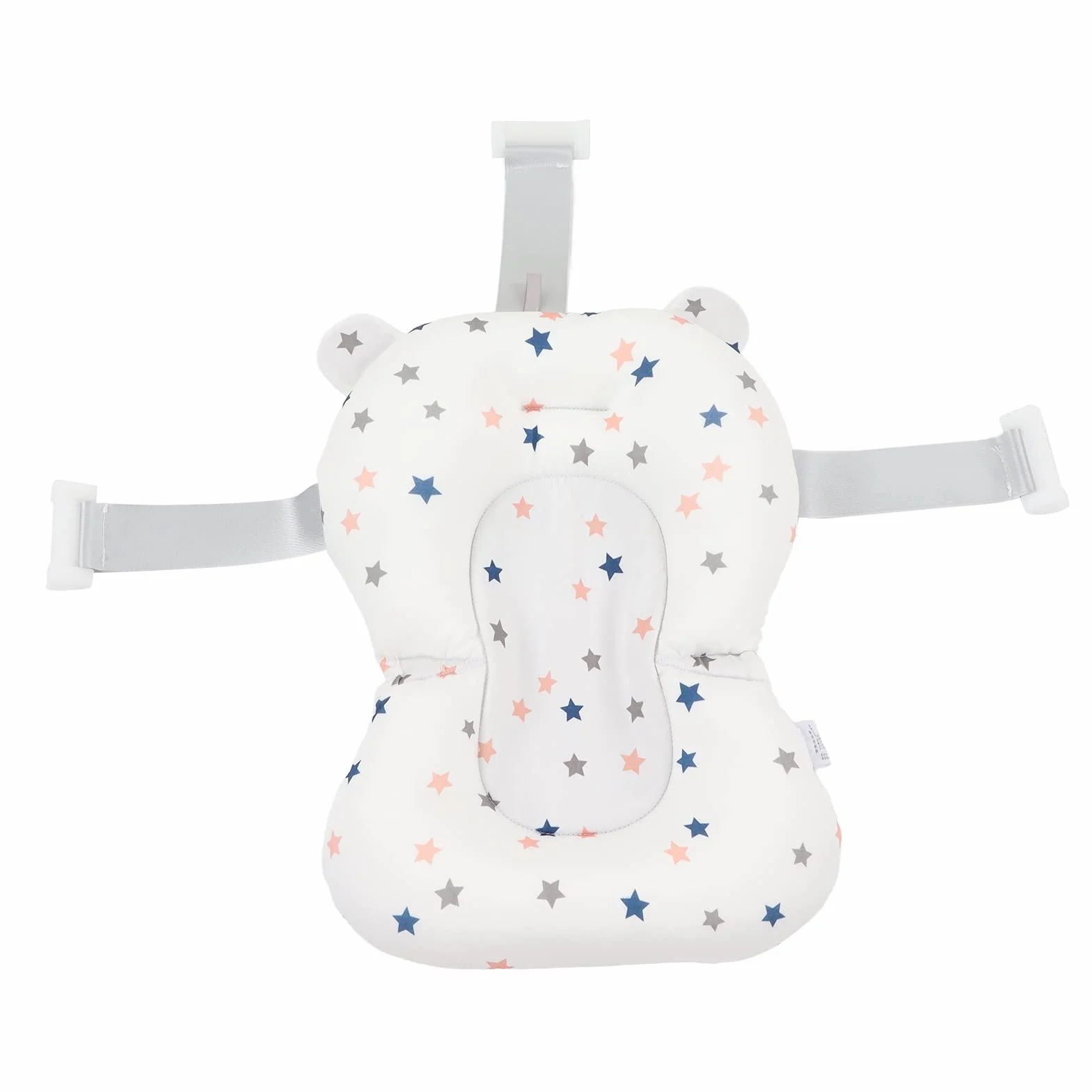 Sostenitore del Bagnetto per Neonati, Cuscino per Sedile Regolabile per Vasca da Bagno Pieghevole Morbido per Bagno per Bambini (Stelle bianche)