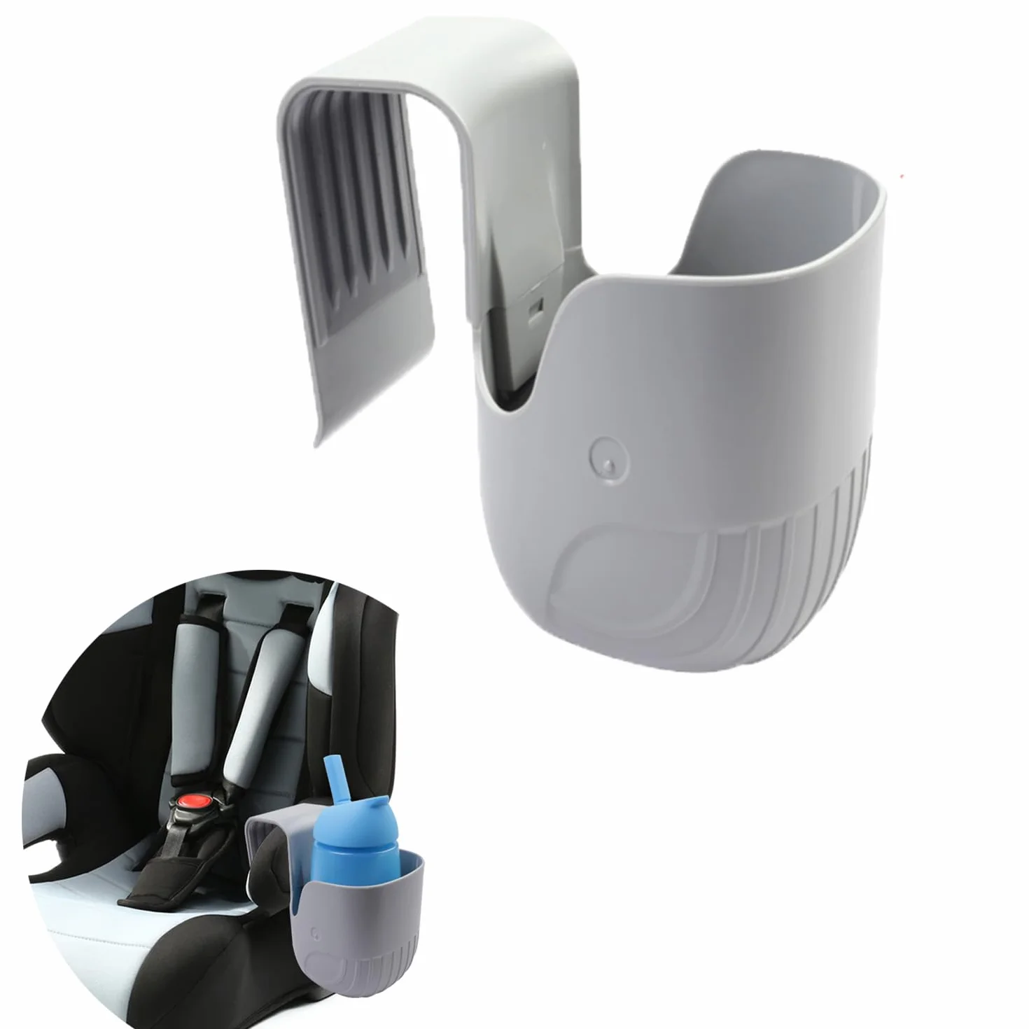 Portabicchieri per Auto, Convertibili, Compatibili con la Maggior Parte dei Seggiolini Auto e Passeggini, Grigio, ABS