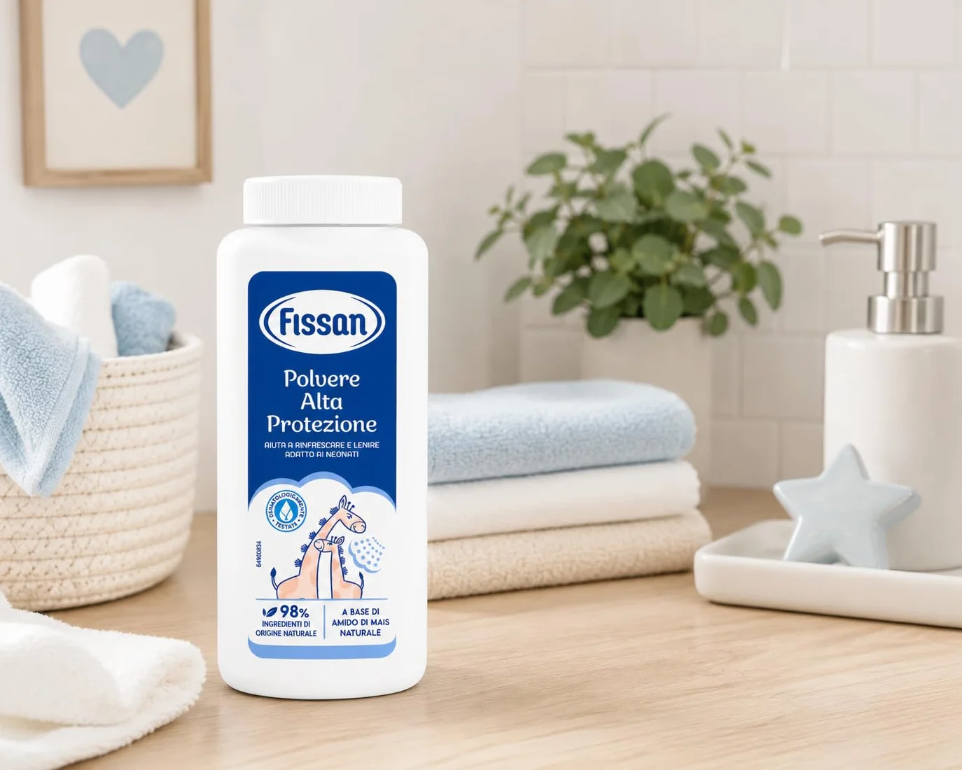 Polvere Alta Protezione – Talco Protettivo per Neonati e Bambini – Con Amido di Mais Naturale e Ossido di Zinco – Aiuta a Lenire e Assorbire l'Umidità – Pelle Delicata - 4 Unita da 200g