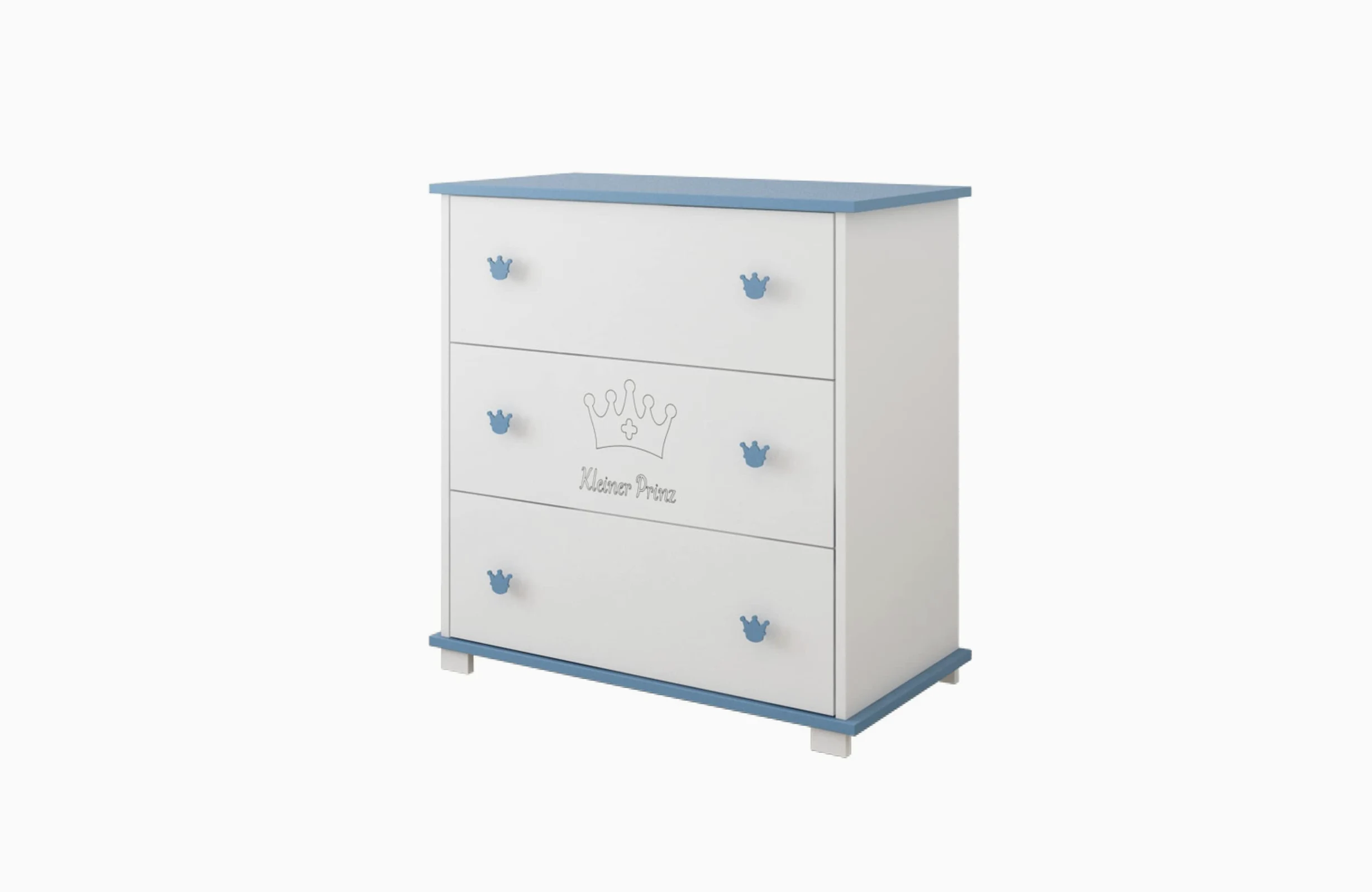 Kids Collective Cassettiera fasciatoio Fasciatoio con attacco per fasciatoio con 3 cassetti e incisione Piccolo Principe in bianco blu Boy Made in Europe
