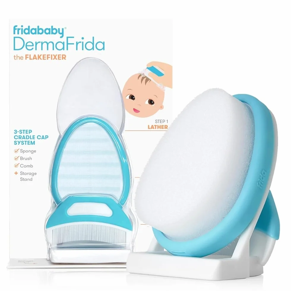Frida Baby FlakeFixer – Kit trattamento per crosta lattea, 3 fasi, cura delicata per cuoio capelluto, con pettine e spugna inclusi
