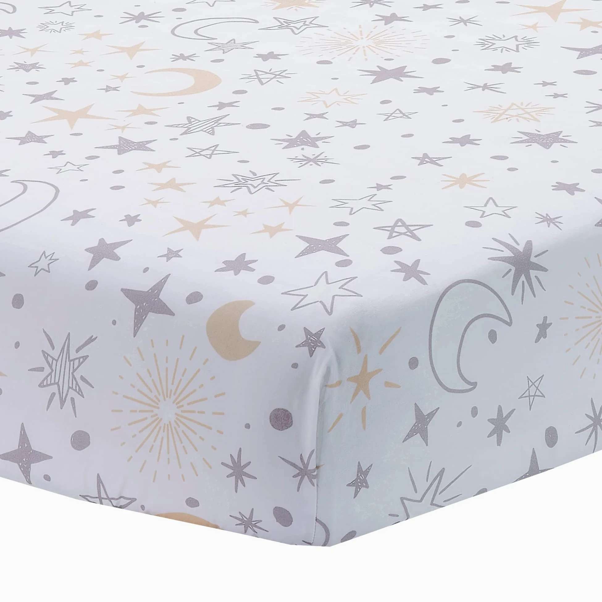 Lambs & Ivy Goodnight Moon - Lenzuolo con angoli per culla, 100% cotone, colore: Bianco