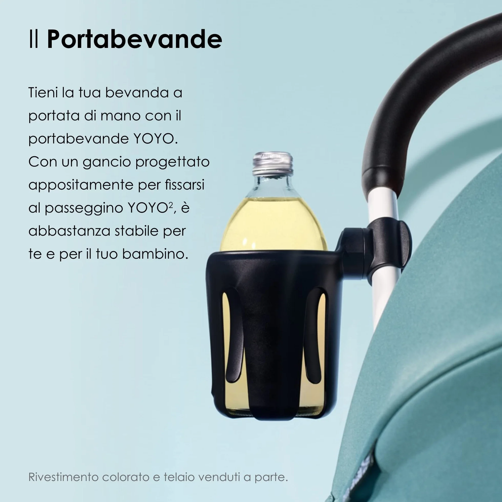 BABYZEN Yoyo - Portabicchieri nero, si attacca a sei punti diversi sul telaio del passeggino YOYO2, adatto per genitori e bambini