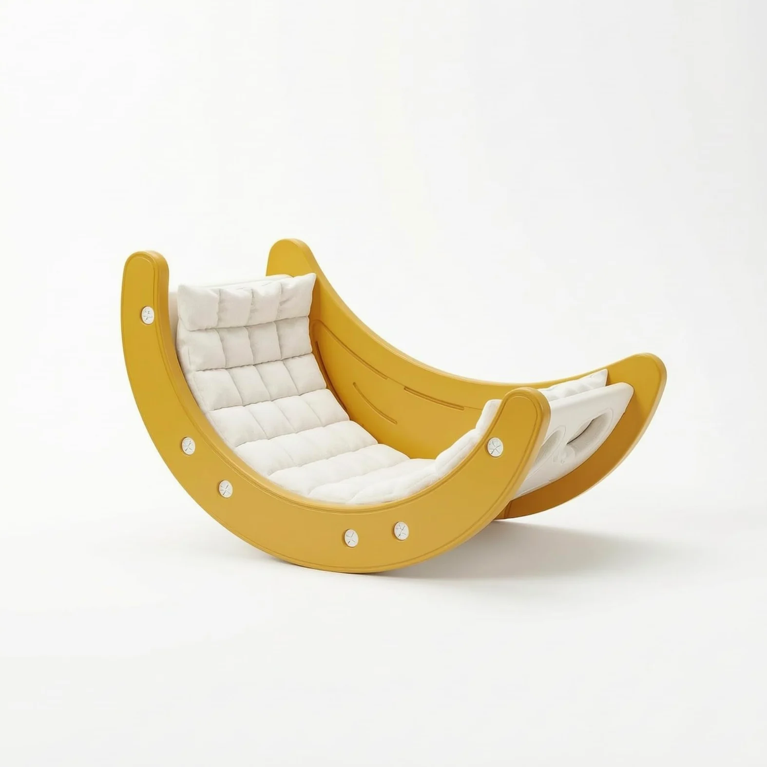 Arco Montessoriano Multifunzionale Dondolo in Legno Sicuro Giocattolo per Neonati, Giallo, style to 6