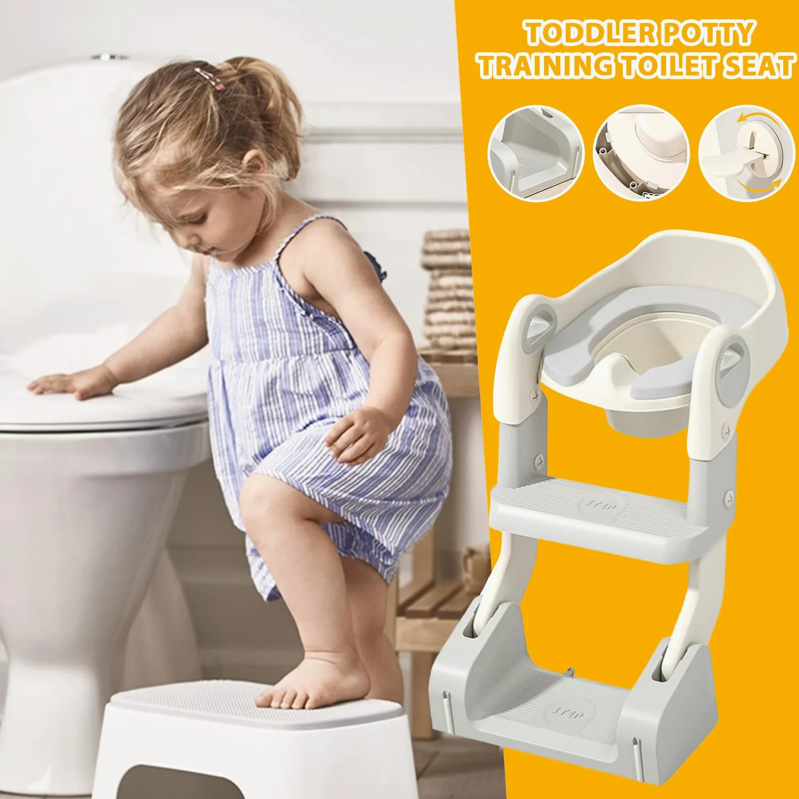 Riduttore Da Viaggio Water Bambini Sgabello A Gradini Bambini | Vasino Regolabile Con Scaletta Per Bagno, Viaggi, Campeggio, Auto, Passeggino, Sala Allattamento, Aula, Asilo