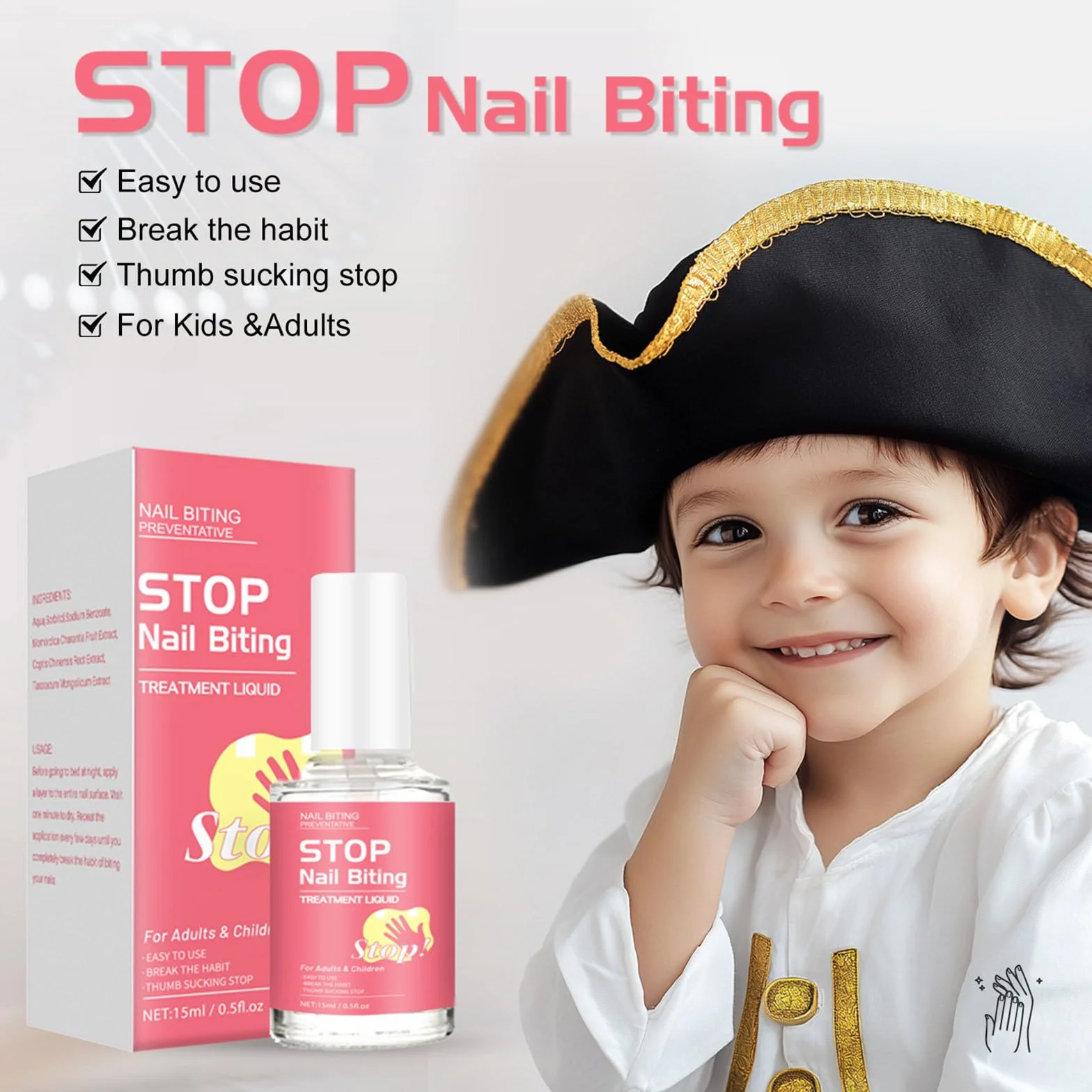 Stop Smalto per unghie per bambini e adulti, anti-masticazione delle unghie contro la masticazione delle unghie | Vernice naturale anti-masticazione delle unghie contro il succhiare il pollice (2