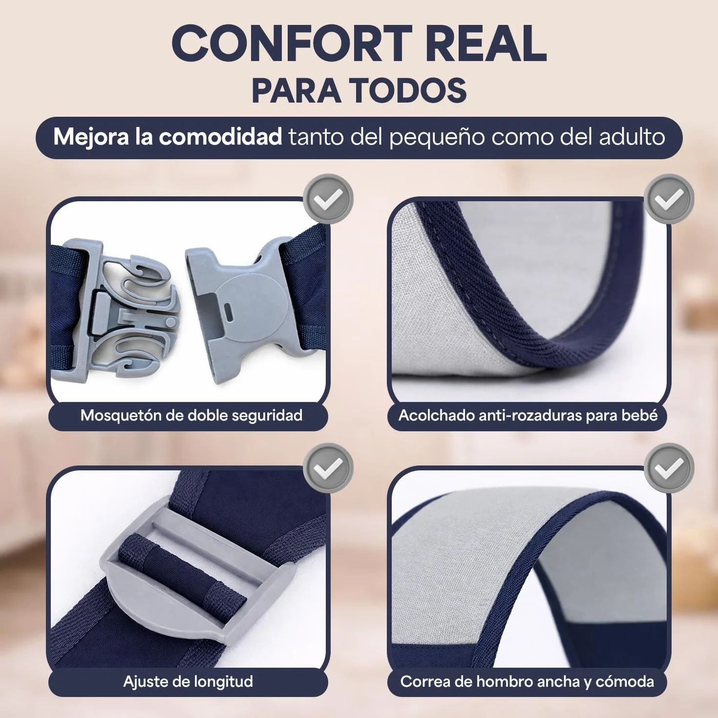 Fulle - Portabebe con chiusura rinforzata di sicurezza e design ergonomico, comfort totale in frontale e laterale per porta bebè da 0 a 36 mesi, ideale per porteo bebè