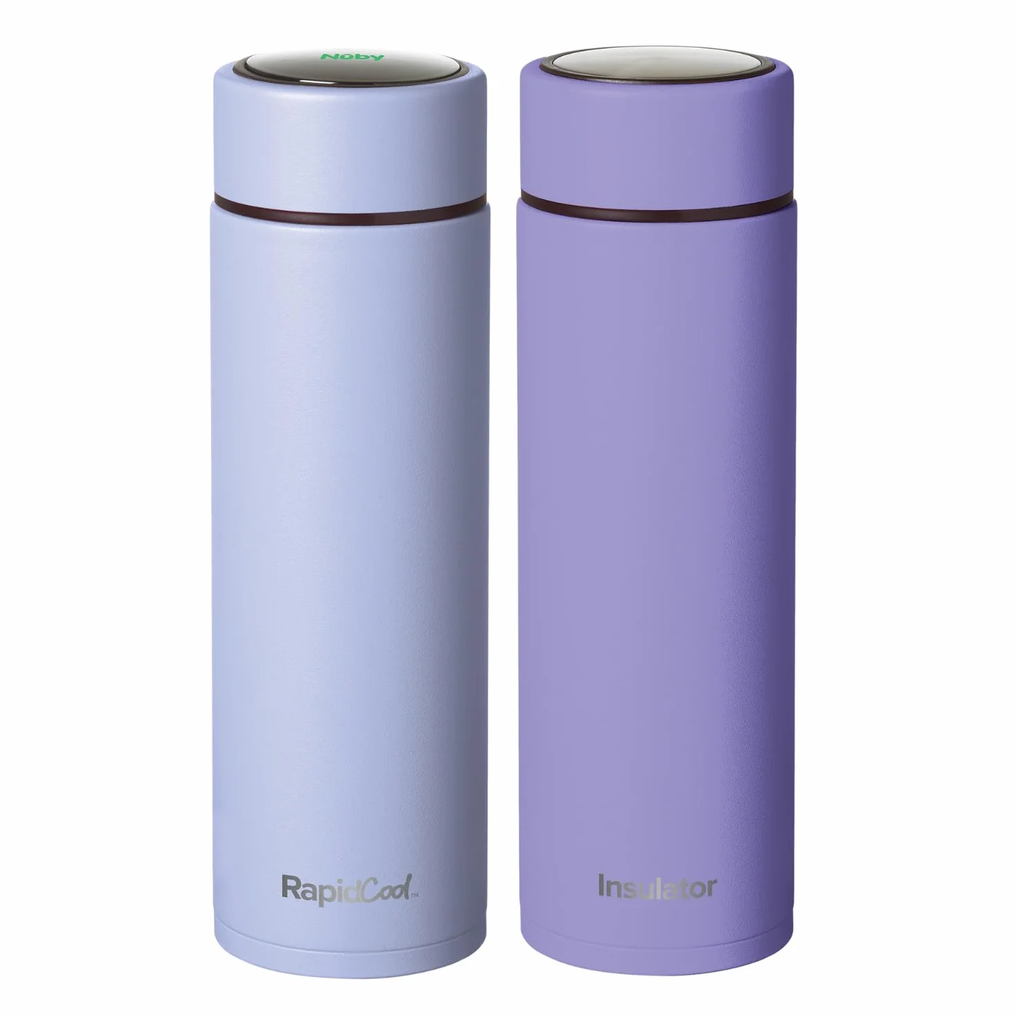 Nuby RapidCool - Confezione da 2 biberon portatili in edizione limitata, prepara una formula perfetta in 2 minuti | Include 1 Rapid Cool, 1 dispenser di polvere e 1 fiaschetta (viola)