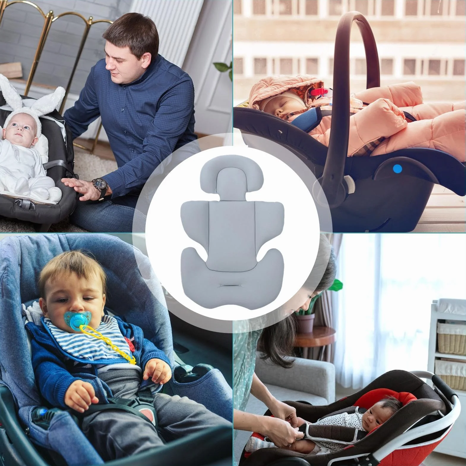 Riduttore Sedile Per Passeggino, Supporto Per La Testa Del Seggiolino Auto Per Bambini, Cuscino Per Passeggino, Cuscino Per Inserto Per Seggiolino Per Bambini Universale Adatto A Tutte Le Stagioni