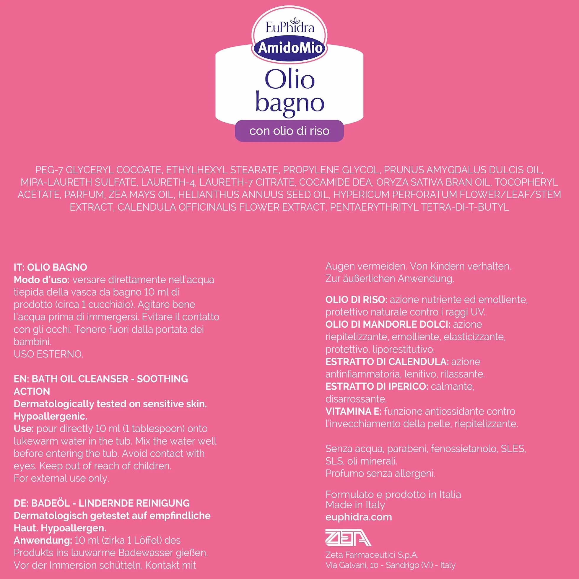 Euphidra - Euphidra AmidoMio Olio Bagno Detergente ai Lipidi 200ml - 905332779