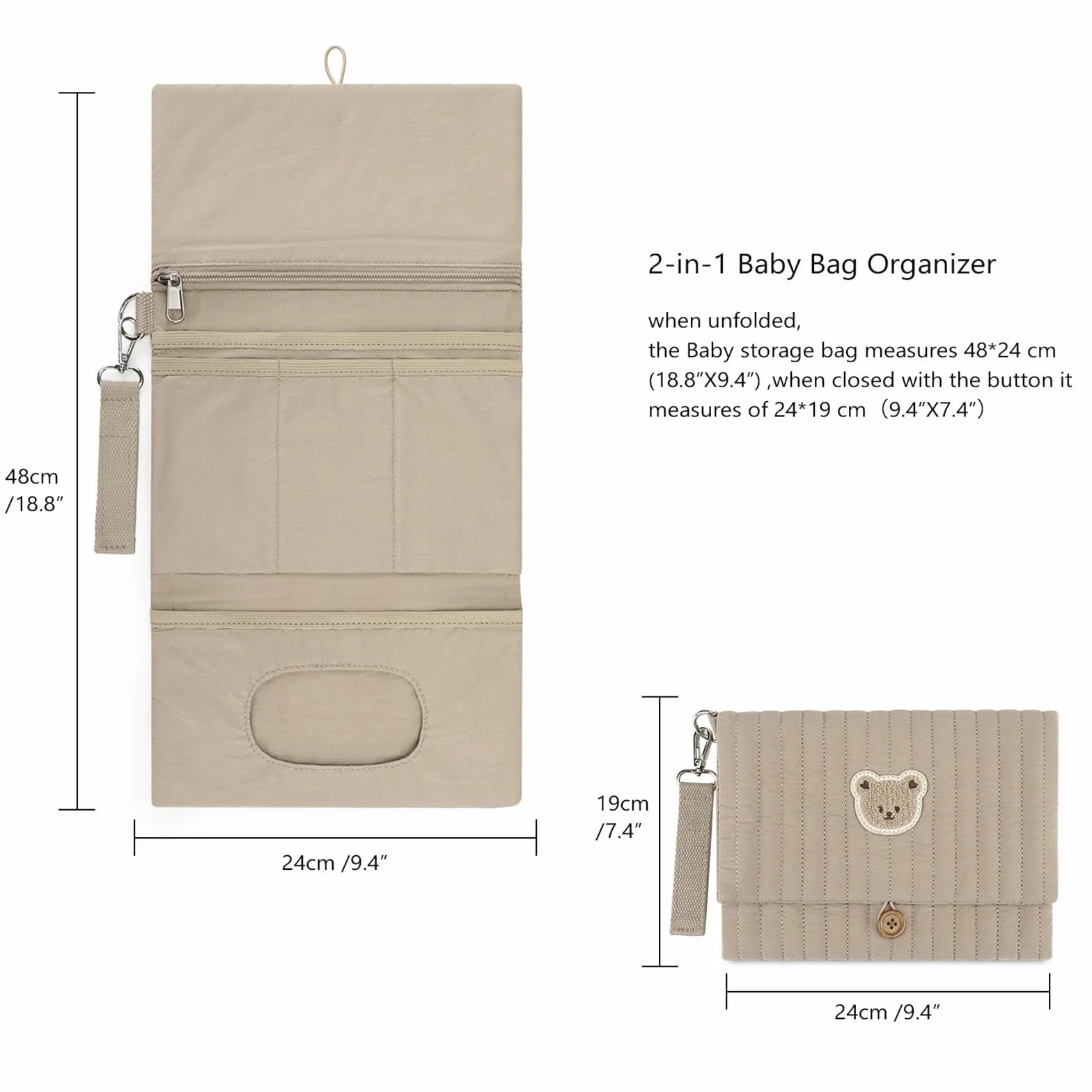 MagiDeal Borsa Porta Pannolini in Tessuto per Neonati, Organizer per Pannolini, Multifunzionale per Neonati, per Esterni, Visite, Asilo Nido e, Marrone