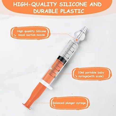Vicloon Irrigatore Nasale, 6 Pezzi 10 ml Dispositivo di Risciacquo per Lavaggio Cavo Nasale con 6 Punta di Aspirazione in Silicone,Siringa per Lavaggi Nasali Bambini, Sicuro per il Naso, Colorato