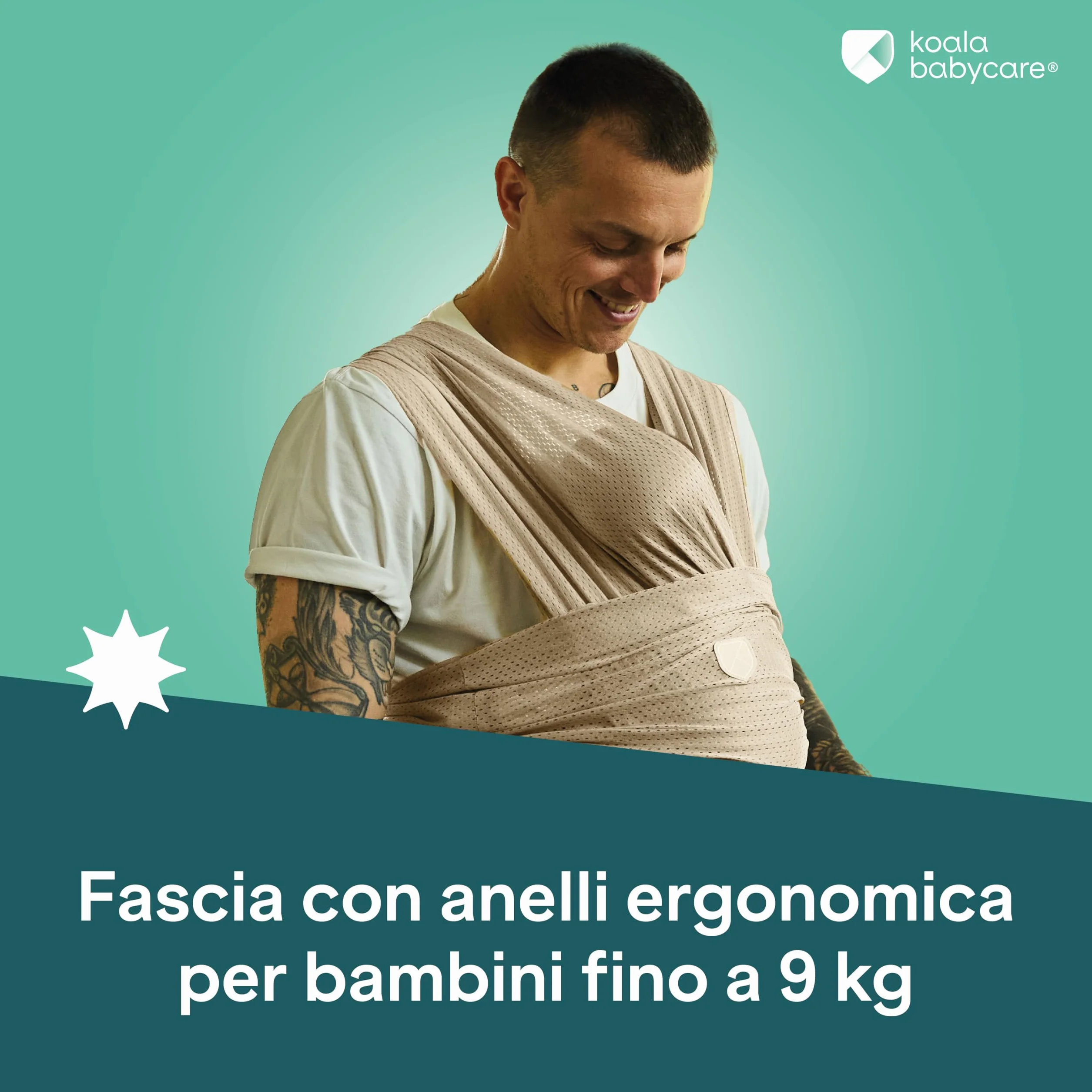 Koala Babycare Fascia Porta Bebè Estiva – Fascia Neonato Traspirante per Mare, Piscina, Doccia – Water Sling Leggera per Climi Caldi | Regolabile, Rapida Asciugatura, fino a 9 kg