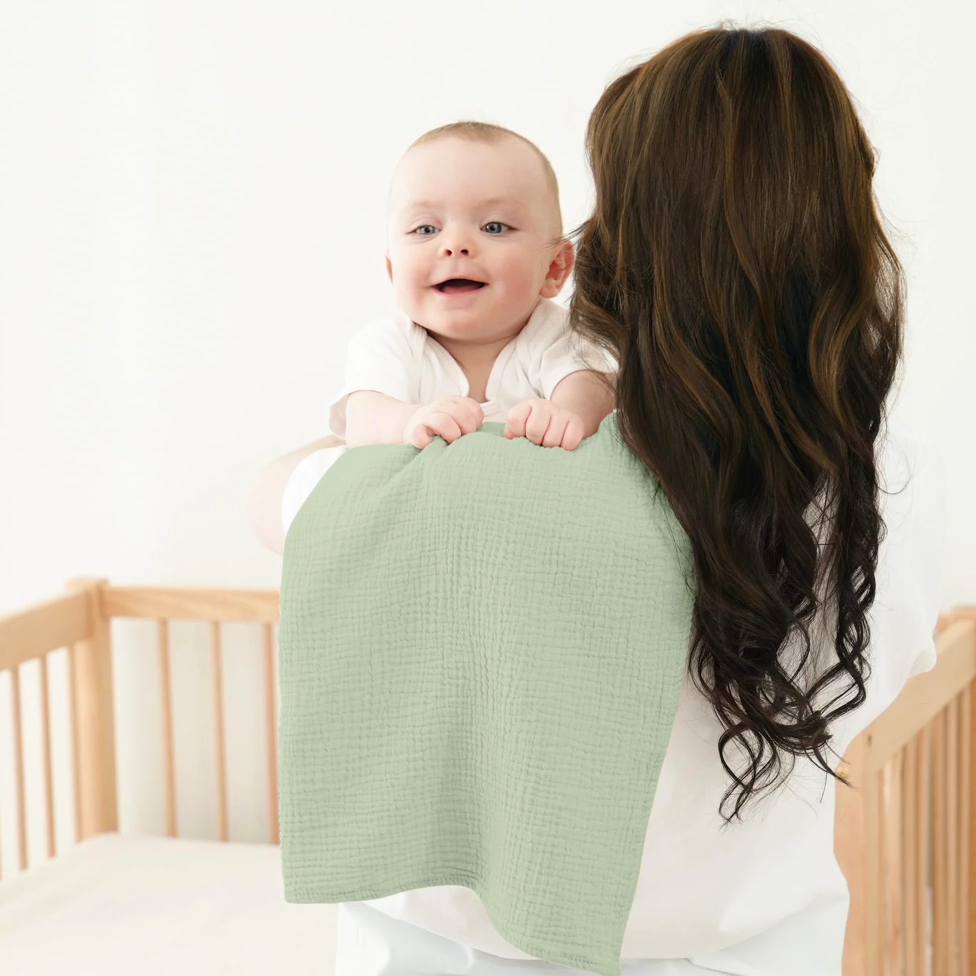 bearmoss Bambino in Mussola Per Neonati Set 6 Pezzi,100% cotone Super Morbido Assorbente in Mussola A Grana Per Neonati Per Bambine E Ragazzi 60x60CM (Blu-verde)