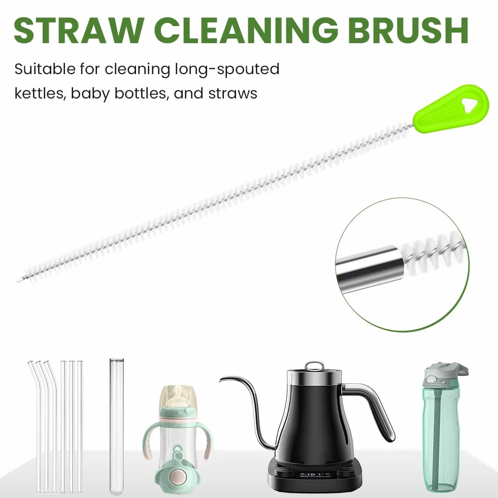 Vicloon 3Pcs Set di spazzole per biberon, Spazzola multiuso spazzola per borraccia spazzola per cannuccia cannucce per la pulizia di bottiglie d'acqua, tazze di vetro e thermos (verde)