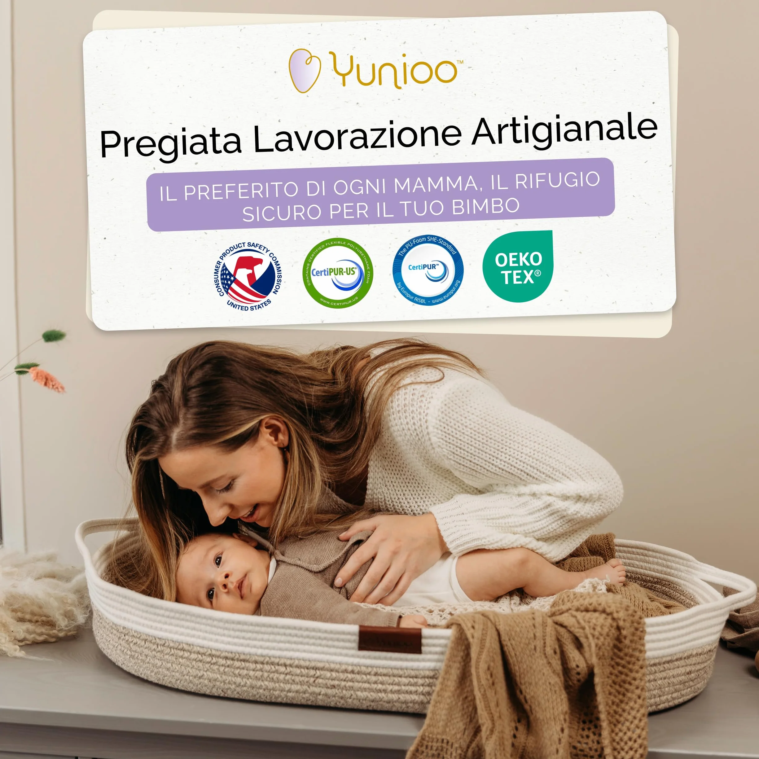 Yunioo Cesta Fasciatoio per Neonato con Materassino Impermeabile Fasciatoio Portatile Neonato Morbido Cuscino Adatto a Cassettiera e Piano Per il Cambio