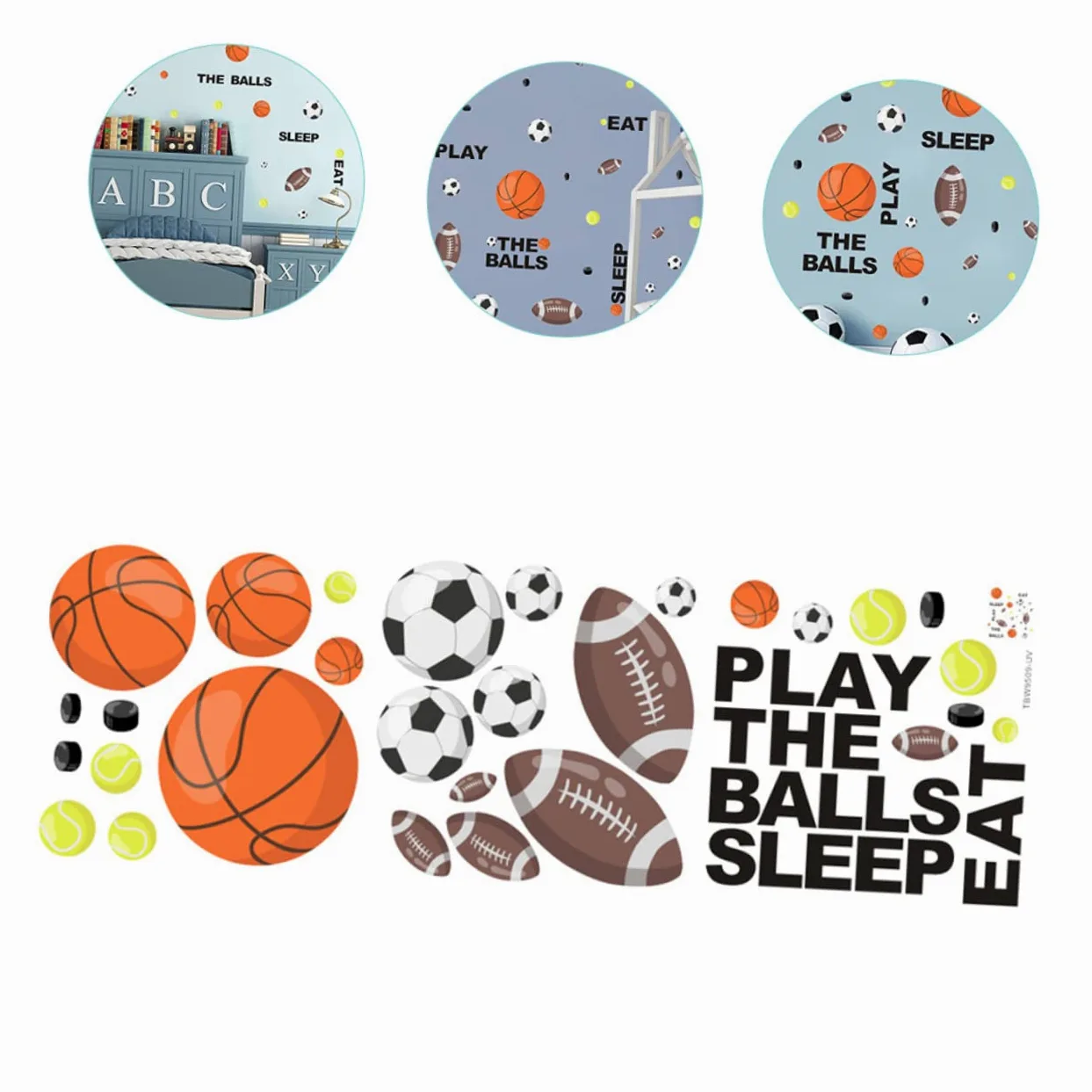 Toyvian 3pezzi Adesivi Murali Sportivi Per Ragazzo Ragazza Decalcomanie Rimovibili Per Decorare Camerette Con Palloni Da Calcio e Basket Facili Da Applicare e Rimuovere Perfetti Per
