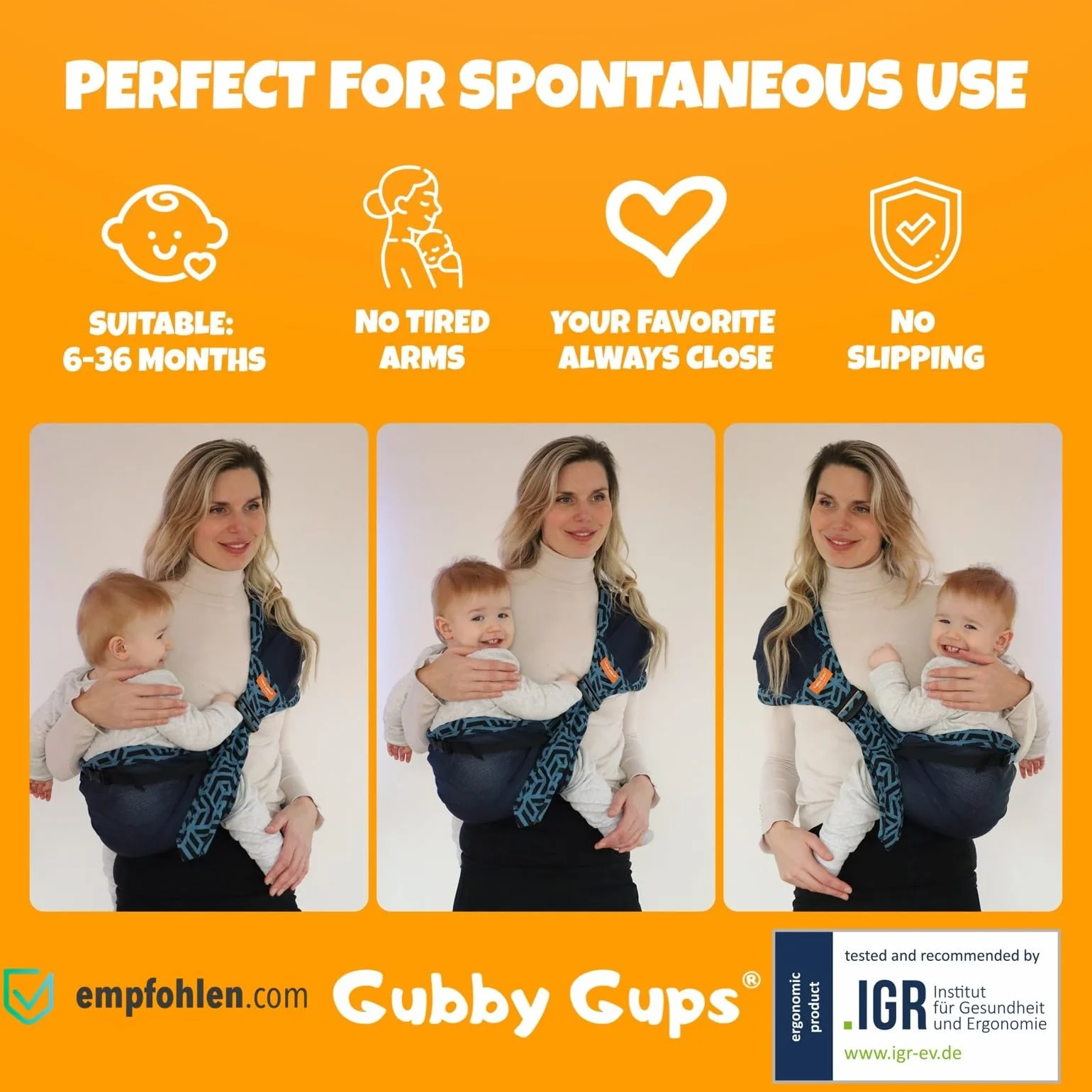 Marsupio Laterale per Neonati e Bambini – Fascia Porta Bebè Ergonomica per Uso Quotidiano – Hip Carrier Leggero e Compatto fino a 15 kg