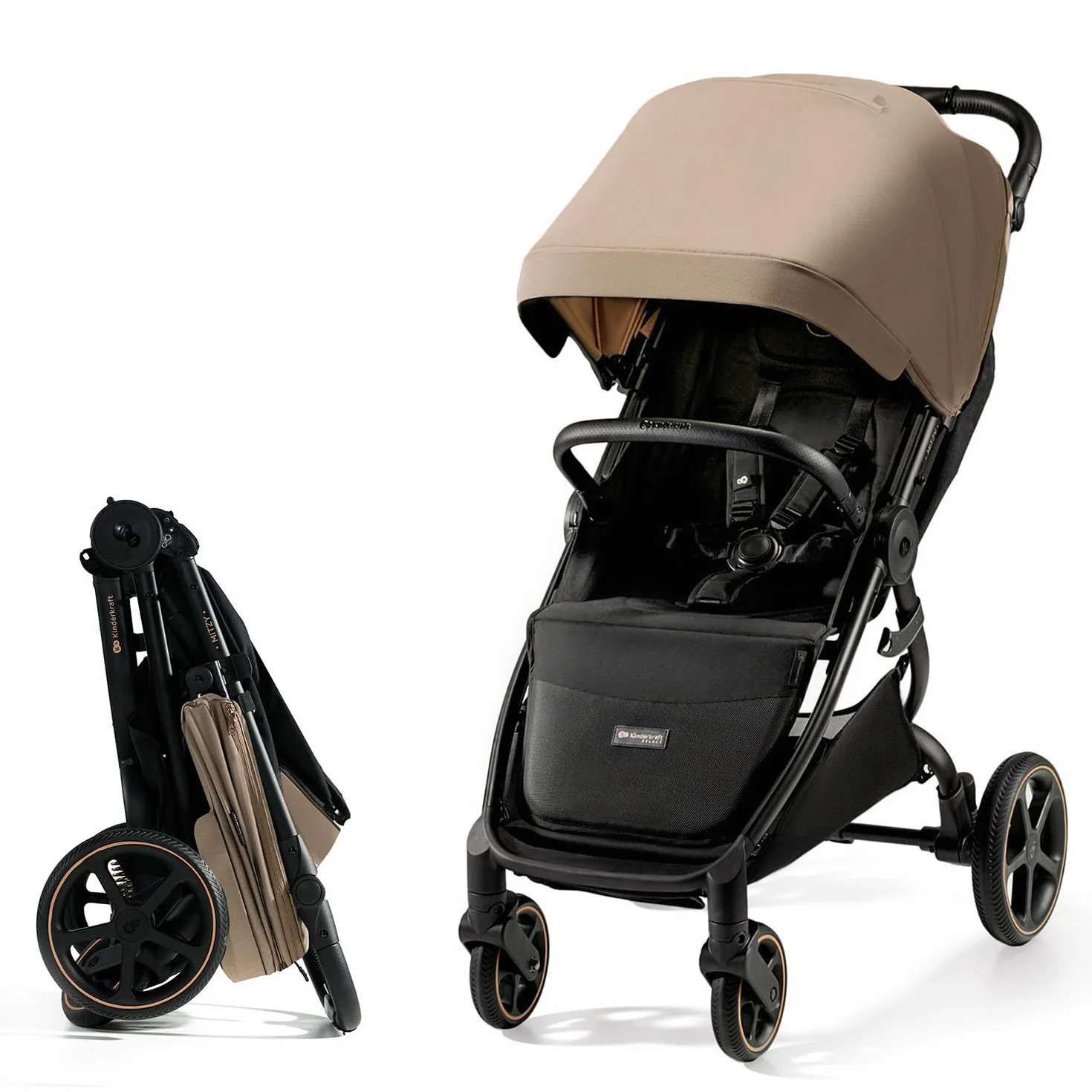 Kinderkraft MITZY Buggy fino a 22 kg, Passeggino Reclinabile, Carrozzina, Leggero, Facilmente Pieghevole, Schienale e Poggiapiedi Regolabili, Posizione Sdraiata, Ideale per I Viaggi, Beige