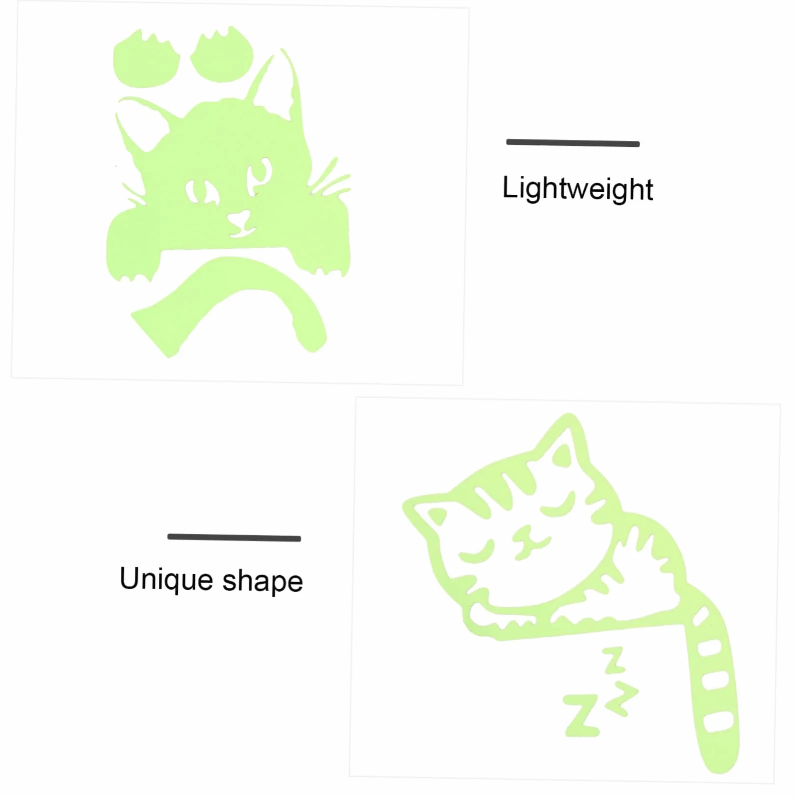 2pezzi Adesivi Murali Luminosi Per Adesivi Creativi Tema Gatto Per Decorare Camera Salotto Cucina e Altro Facili Da Applicare e Realizzati Durevole