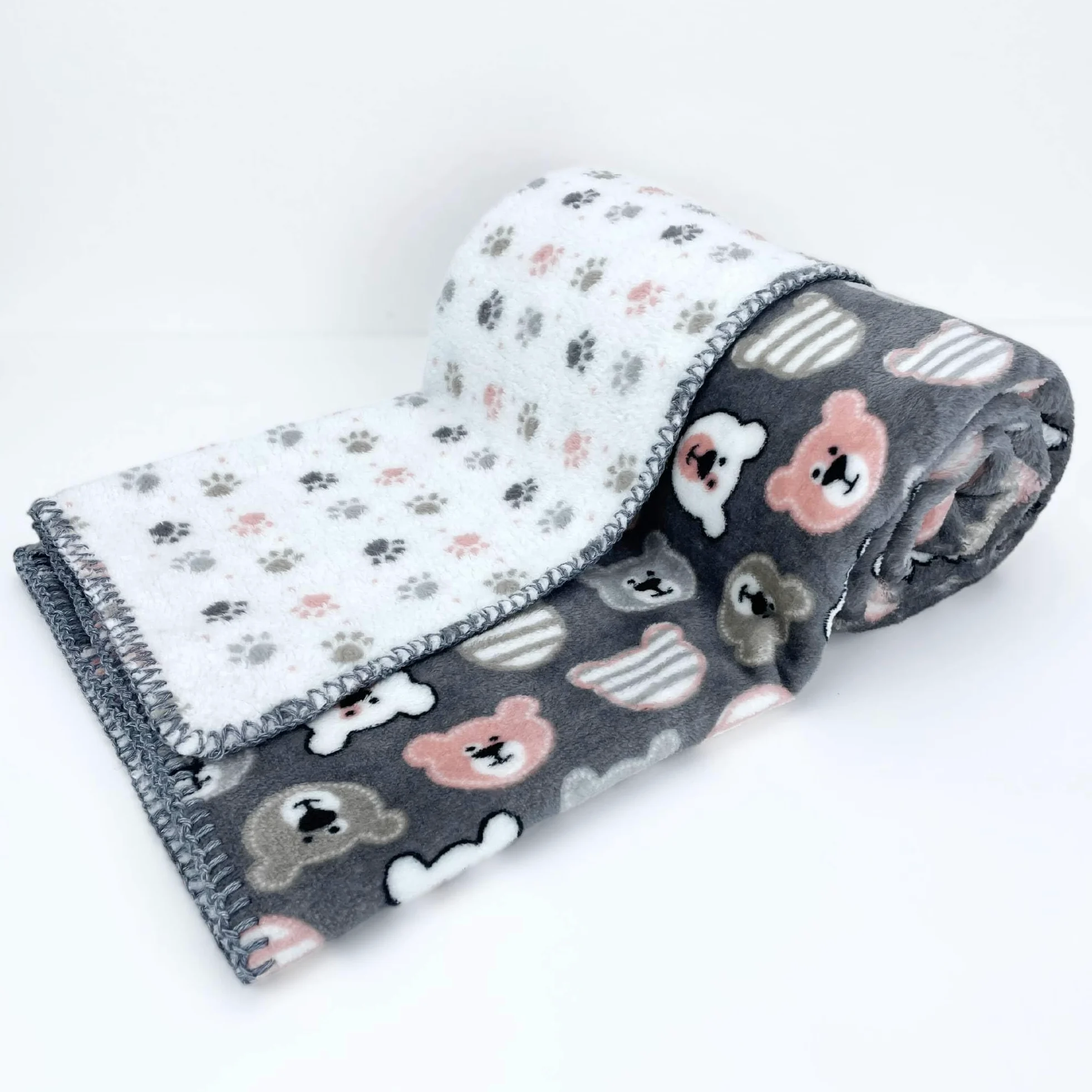 baby idea - Copertina Neonato Invernale Di Alta Qualità Calda e Morbida Con Profilo Ricamato a Mano Copertina Pile Lettino Made In Italy (135 X 110, Orsetto Grigio)