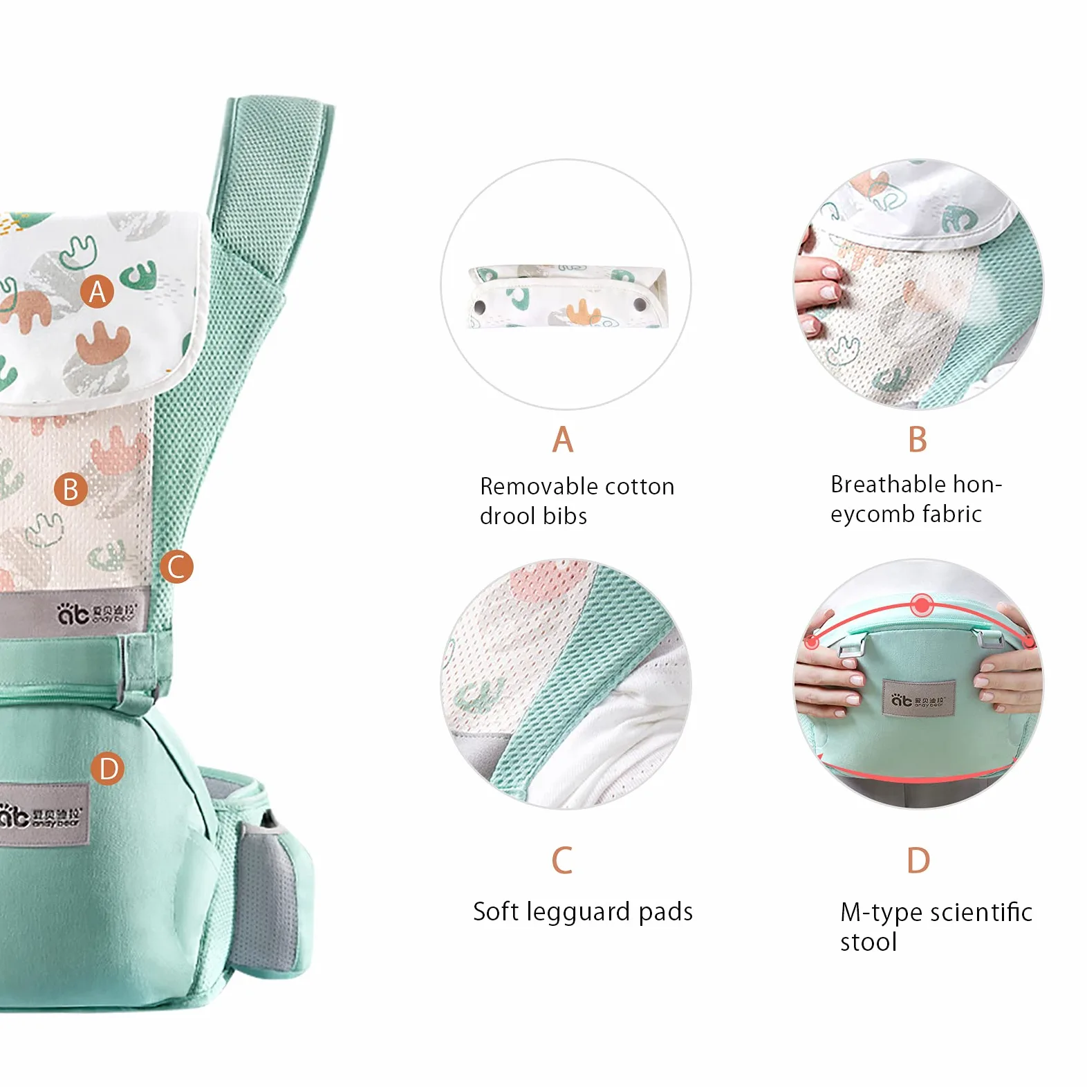 SONARIN Marsupio Neonati Ergonomico con Sedile,Puro Cotone Portantina Leggero e Traspirante per Bambini da 0-36 Mesi,Approvato da Standard di Sicurezza,Multiposizione,Fino a 30 KG(Grigio)
