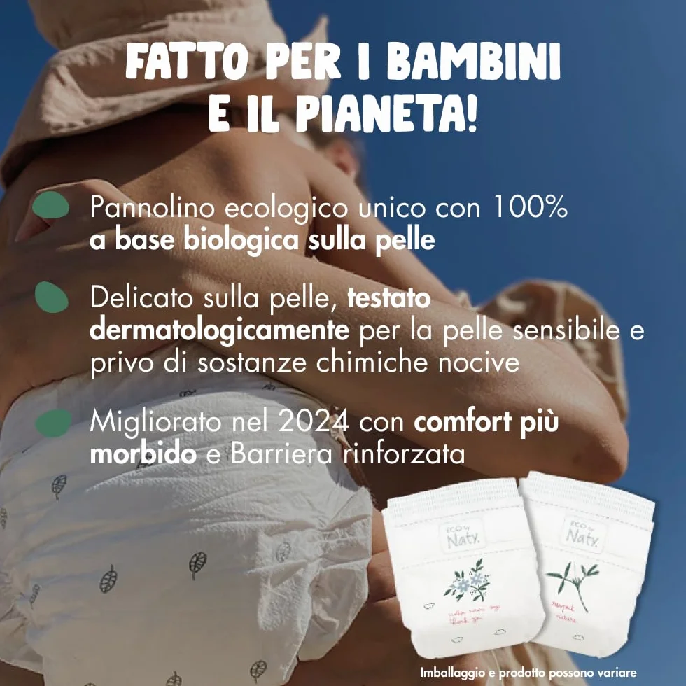 Naty Pannolini per bambini - Pannolini ecologici a base vegetale, ottimi per la pelle sensibile del bambino e aiutano a evitare le perdite (Taglia 5, 132 unità)