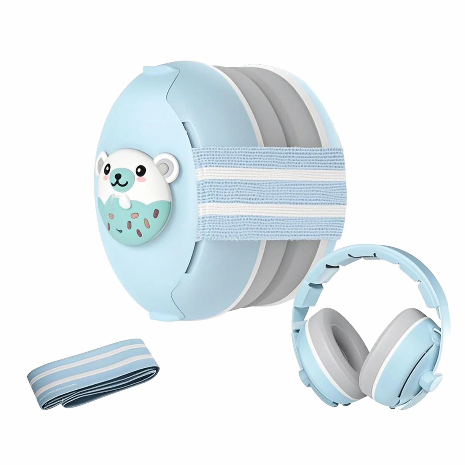 Robofun 2 in 1 Cuffie Neonato Antirumore, Protettori Acustici per Neonati -25dB, Fasce Regolabili, Protezione Acustica Ideale per Neonati fino a 48 Mesi, Confortevoli