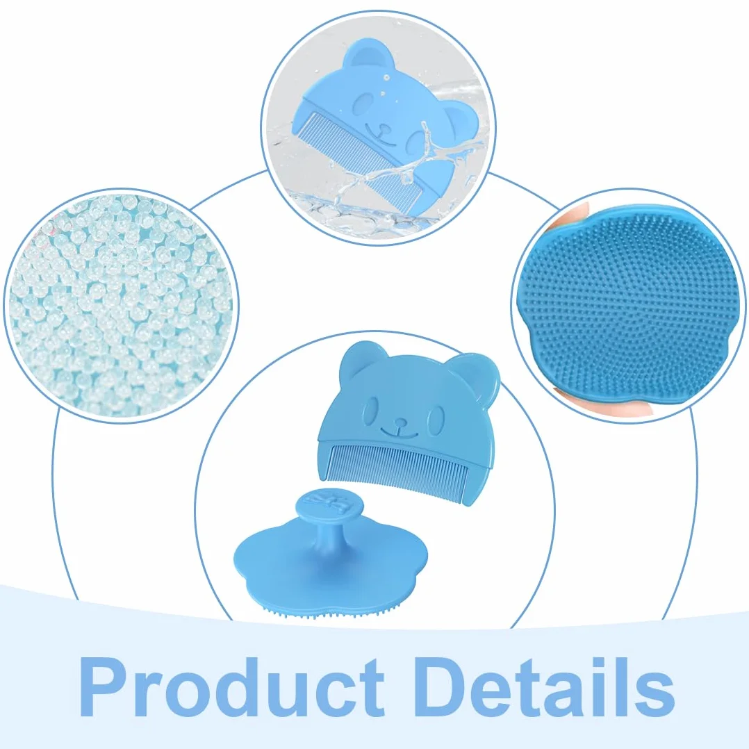 SGERUFZ 2 pezzi pettine per rimuovere crosta lattea del bambino, morbido in silicone, spazzola e pettine per bambino, spazzola shampoo + pettine per la tua ragazza