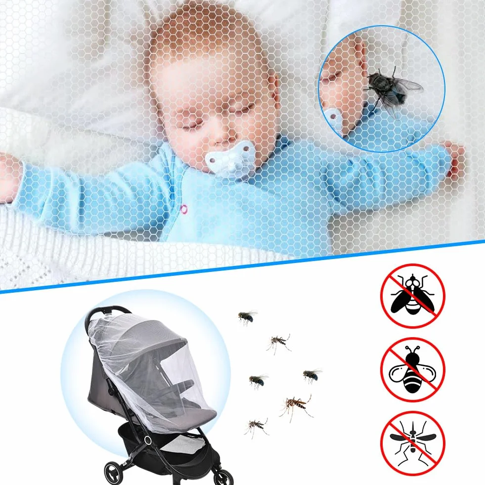 Vicloon Zanzariera Passeggino Universale, Zanzariera Passeggino per Carrozzina, Seggiolino Auto, Culla, Protezione Contro Zanzare, Vespe e Altri Tipi di Insetti per Neonati, Bambini (Bianco)