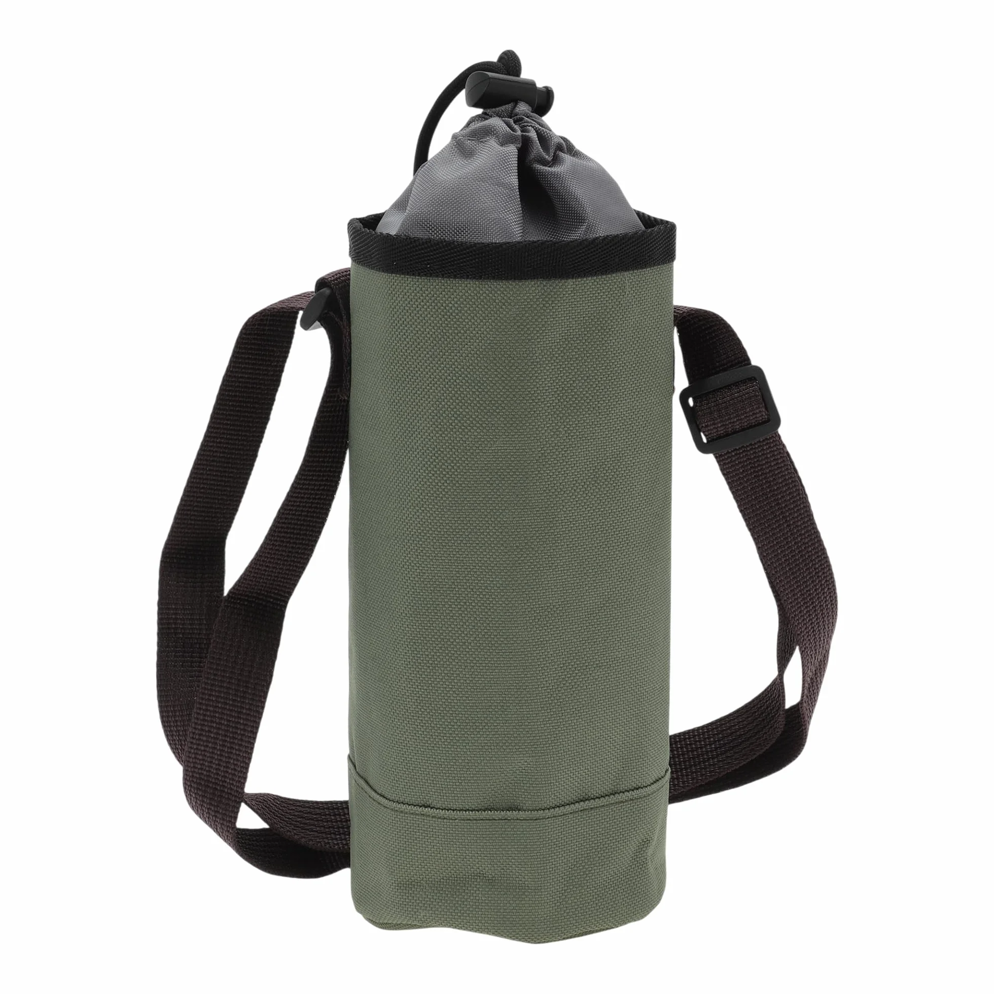 Borsa Isolante per Bottiglia d'Acqua in Tessuto Oxford Cotone Perlato Pellicola in Alluminio Portatile Antiurto con Tracolla Regolabile Sport All'Aperto, 25x9cm, Verde militaresco