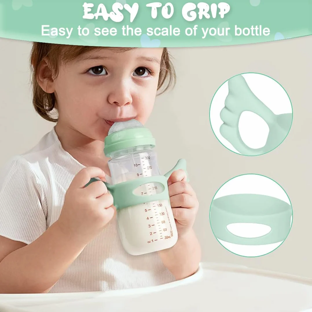 2 Manico Per Biberon Silicone, Manici per Biberon Impugnatura per Biberon, Maniglia per Biberon in Silicone, Facile Installazione Manici Per Biberon, Hold My Bottle