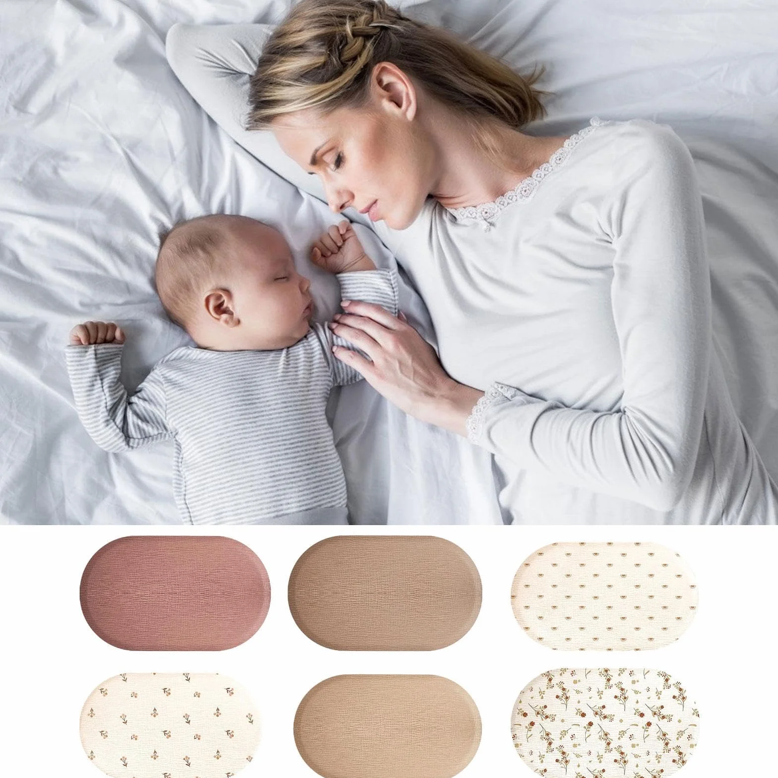 1/6 lenzuola per culla per bambini e bambine, in garza neutra, comodi lenzuolo con angoli per culla per ragazzi e ragazze, 82 x 42,9 x 9,9 cm