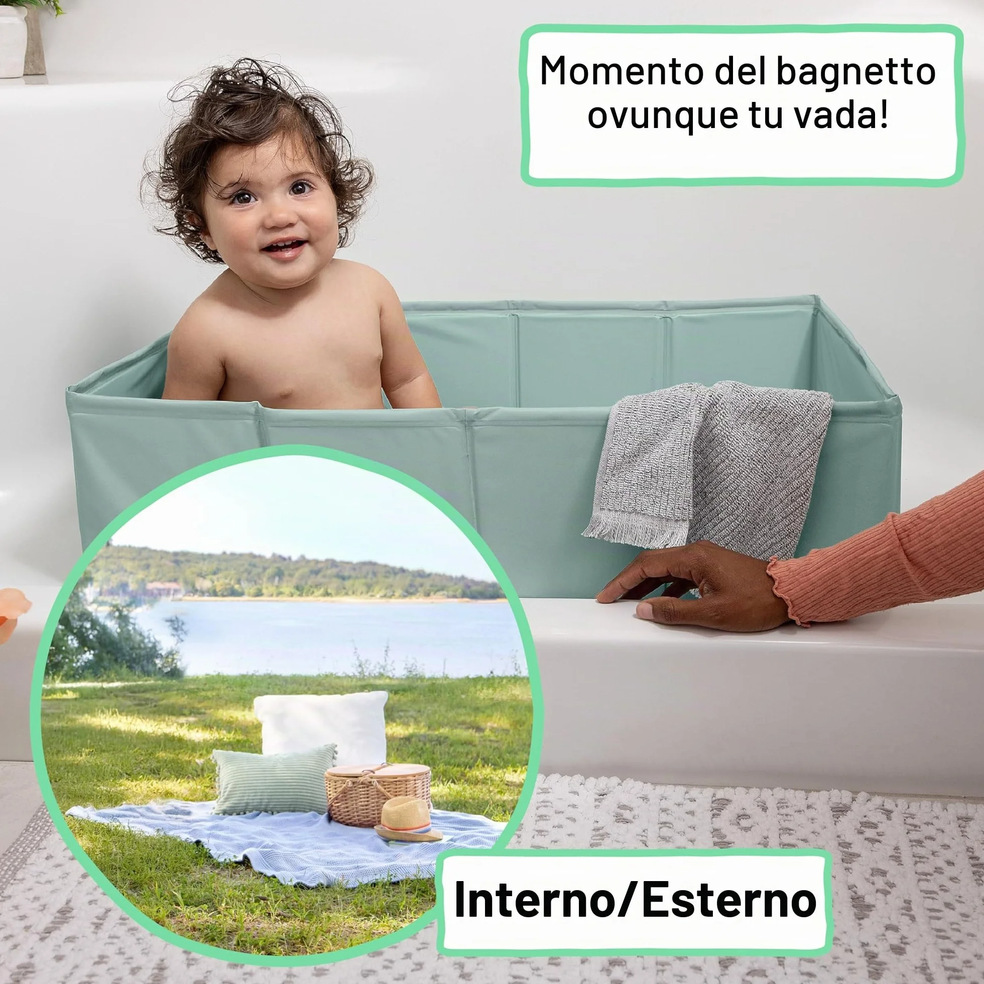 Ingenuity, Vasca Tuckaway per Bambini, Trasforma la Doccia in Vasca, Pieghevole e Compatta, Facile da Pulire, Senza Montaggio, 12 Mesi-5 Anni