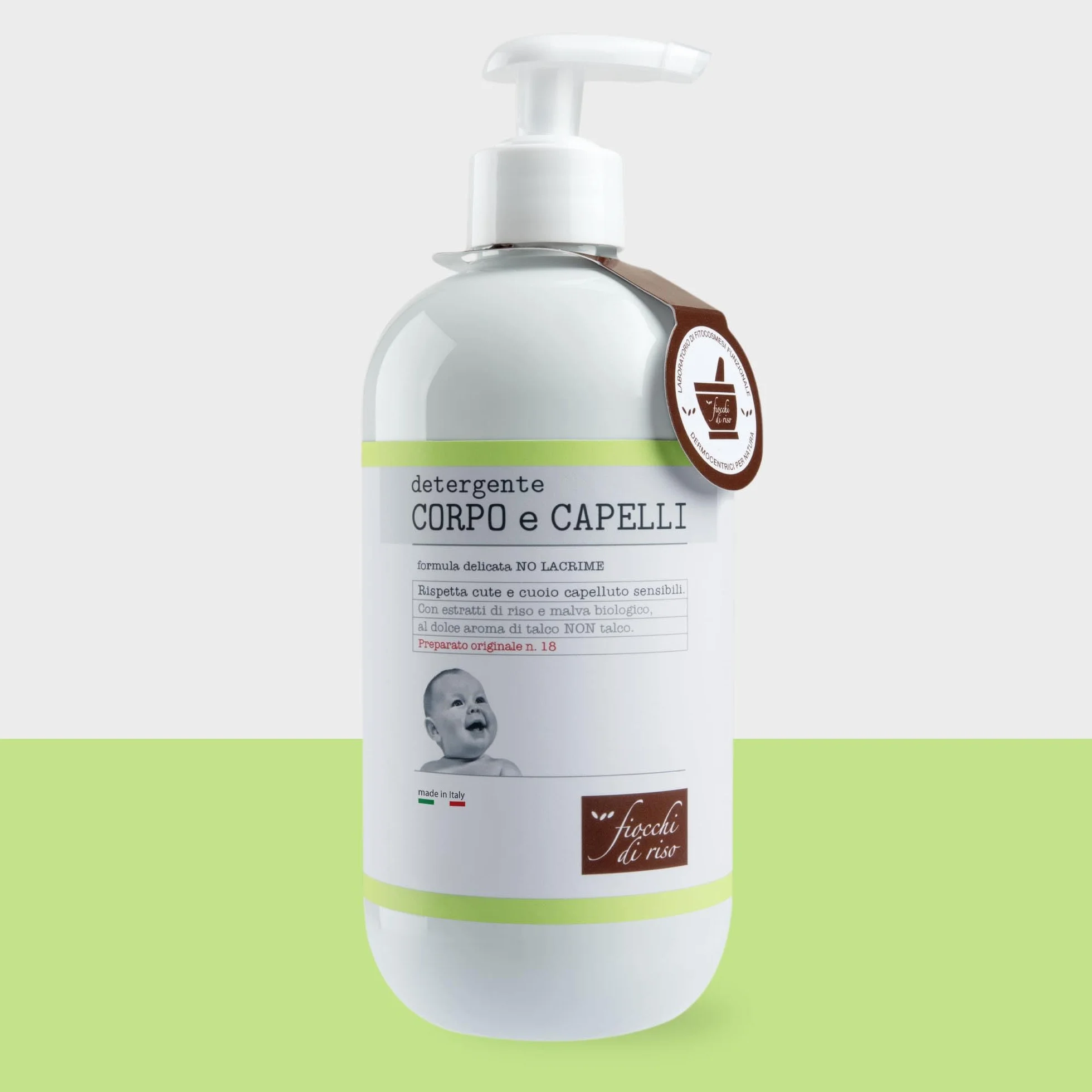 Fiocchi di Riso - Detergente CORPO e CAPELLI TALCO - 400ml - DETERGENZA NEONATI - Rispetta cute e cuoio capelluto sensibili. Pack riciclato