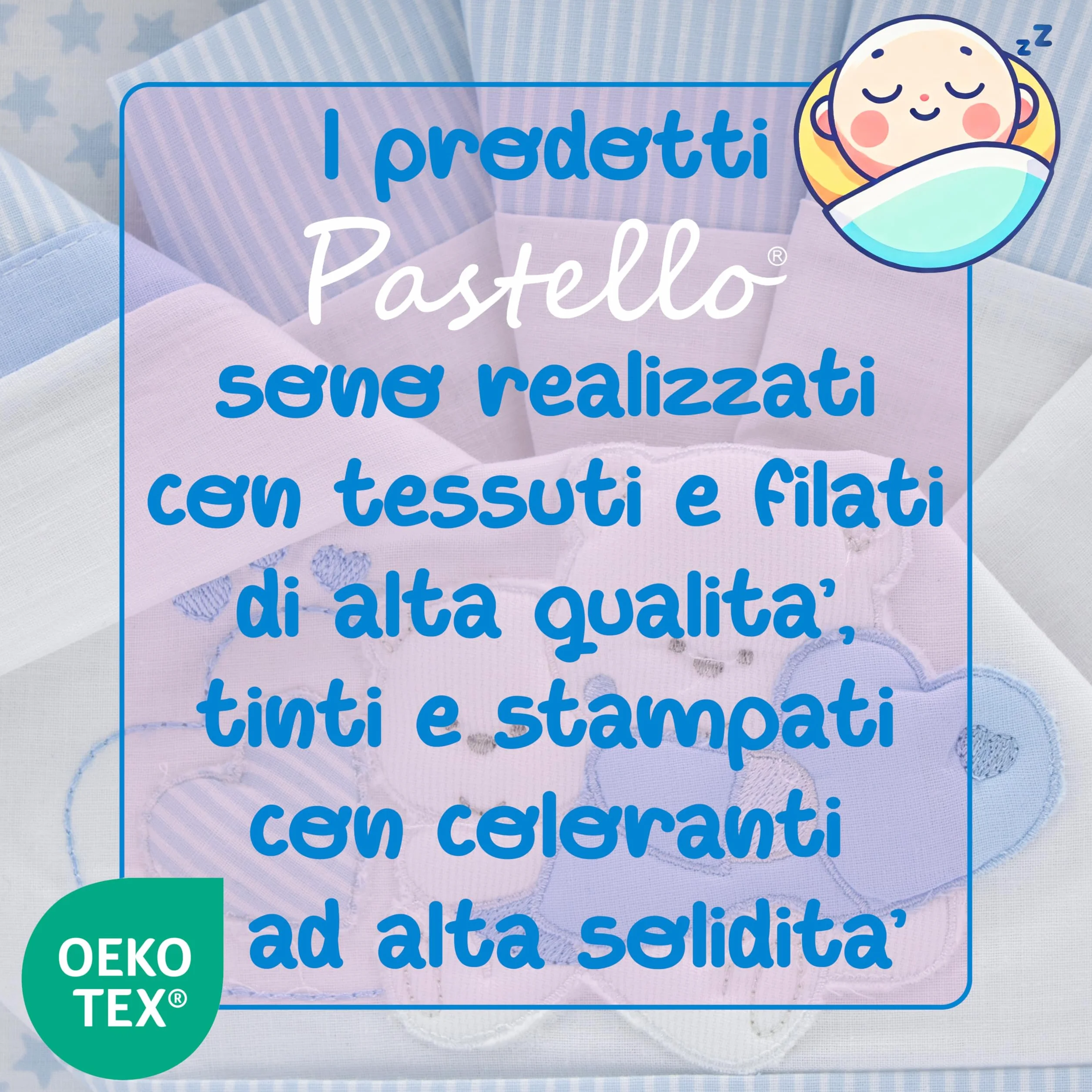PASTELLO - Coordinato Carrozzina 3 Pezzi, 100% Cotone per Neonati, Completo Lenzuola con Ricamo (Art. LC9E. CIELO)