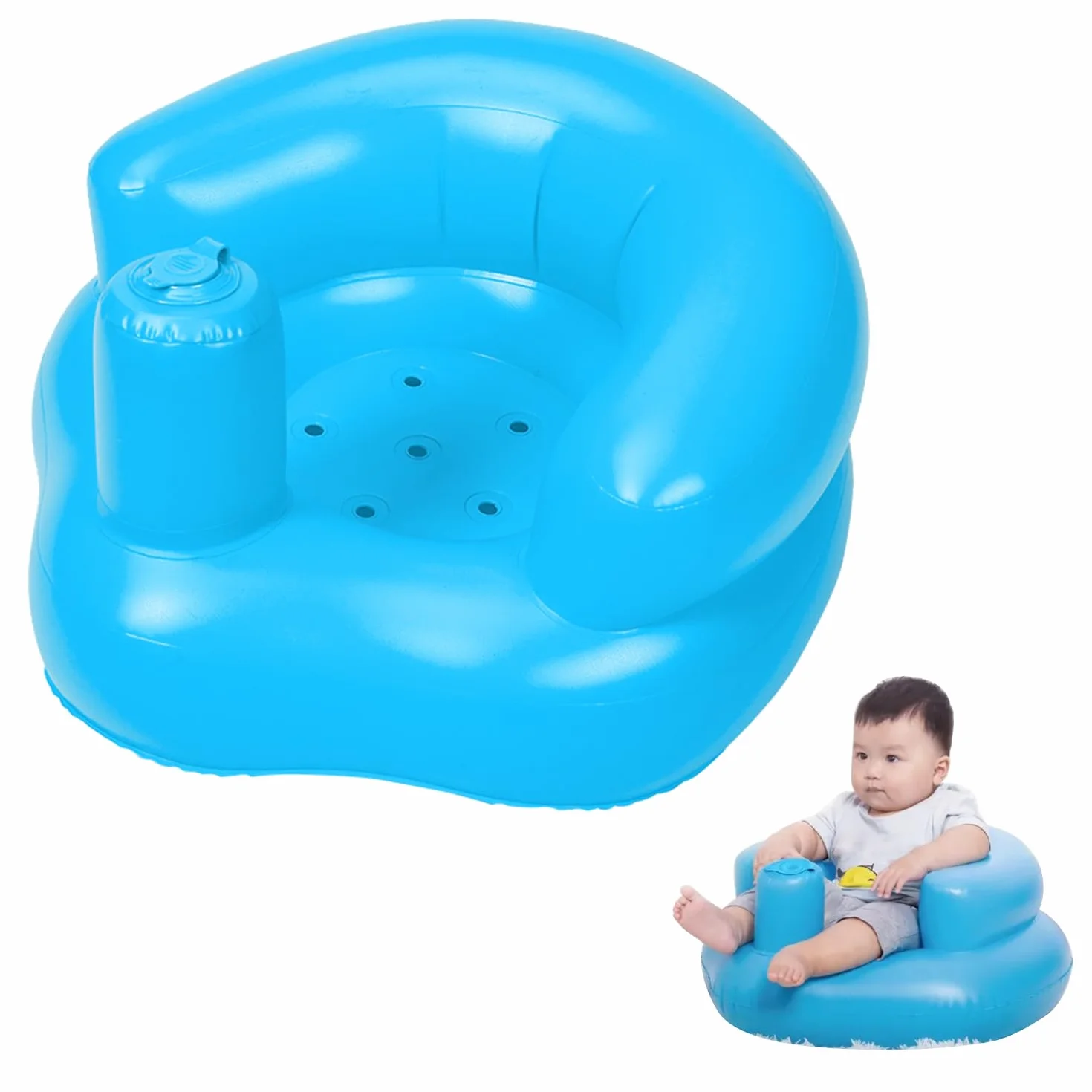 Seggiolino da Bagno gonfiabile per bambino, Sedia Portatile per Neonati e Bambini, con Pompa d'Aria Integrata