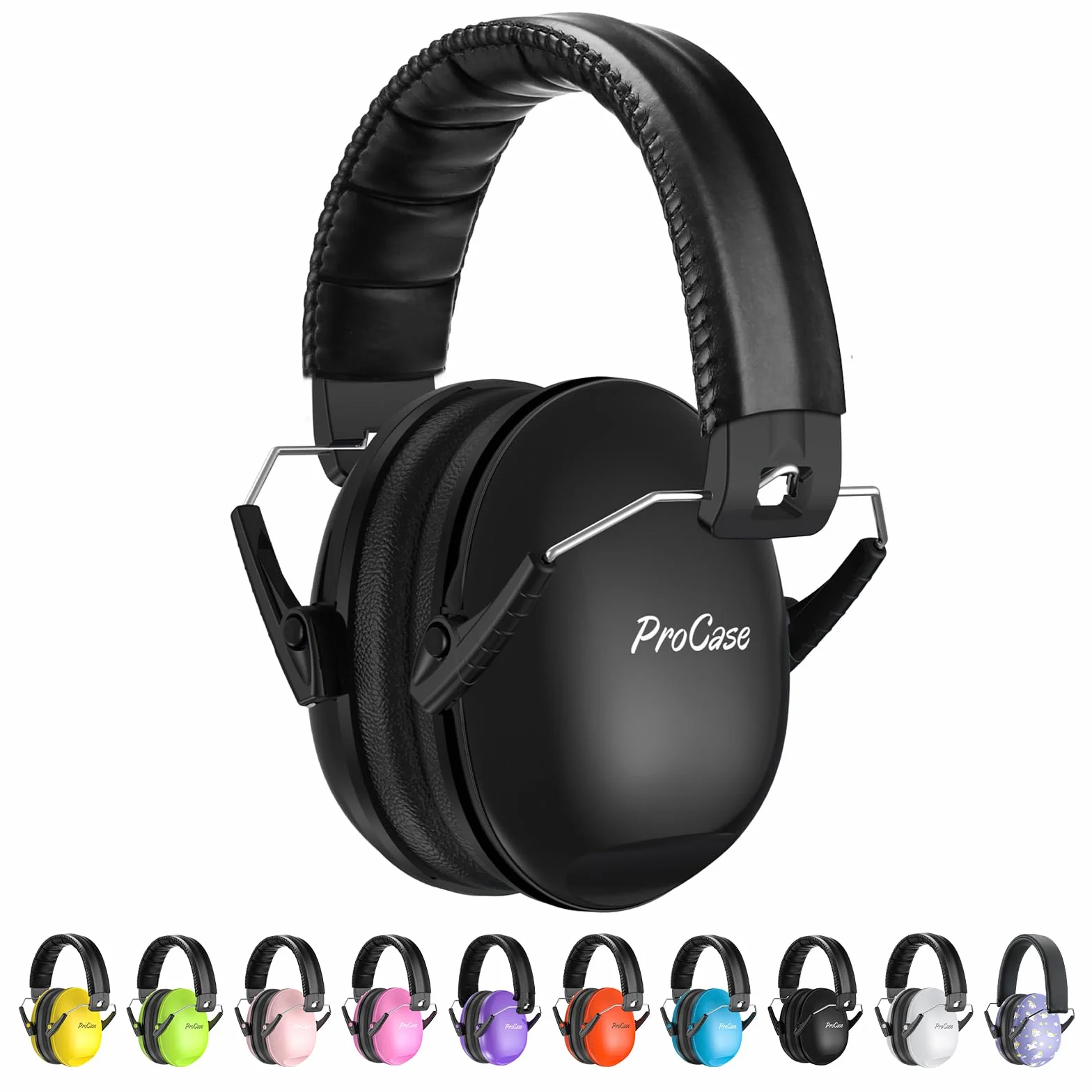 Procase Casco Anti Rumore Bambino, Casco Pieghevole Regolabile Confortevole, Con Attenuazione SNR 34dB, Cerchietto Morbido per Medio Rumore o Stressante