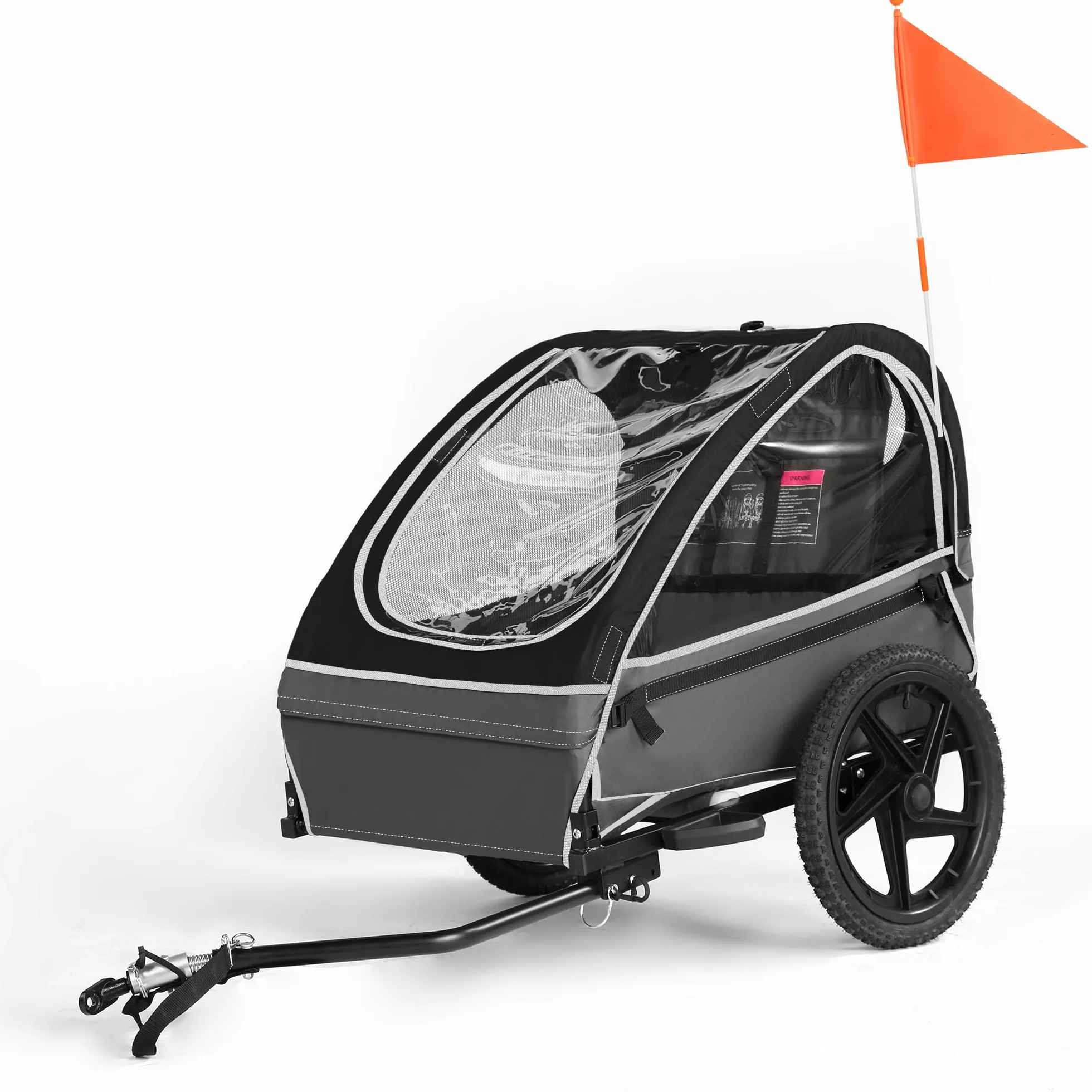 Rimorchio per bicicletta per 1 bambino, sedile ergonomico, facile da montare, pieghevole, con pneumatici e tasche