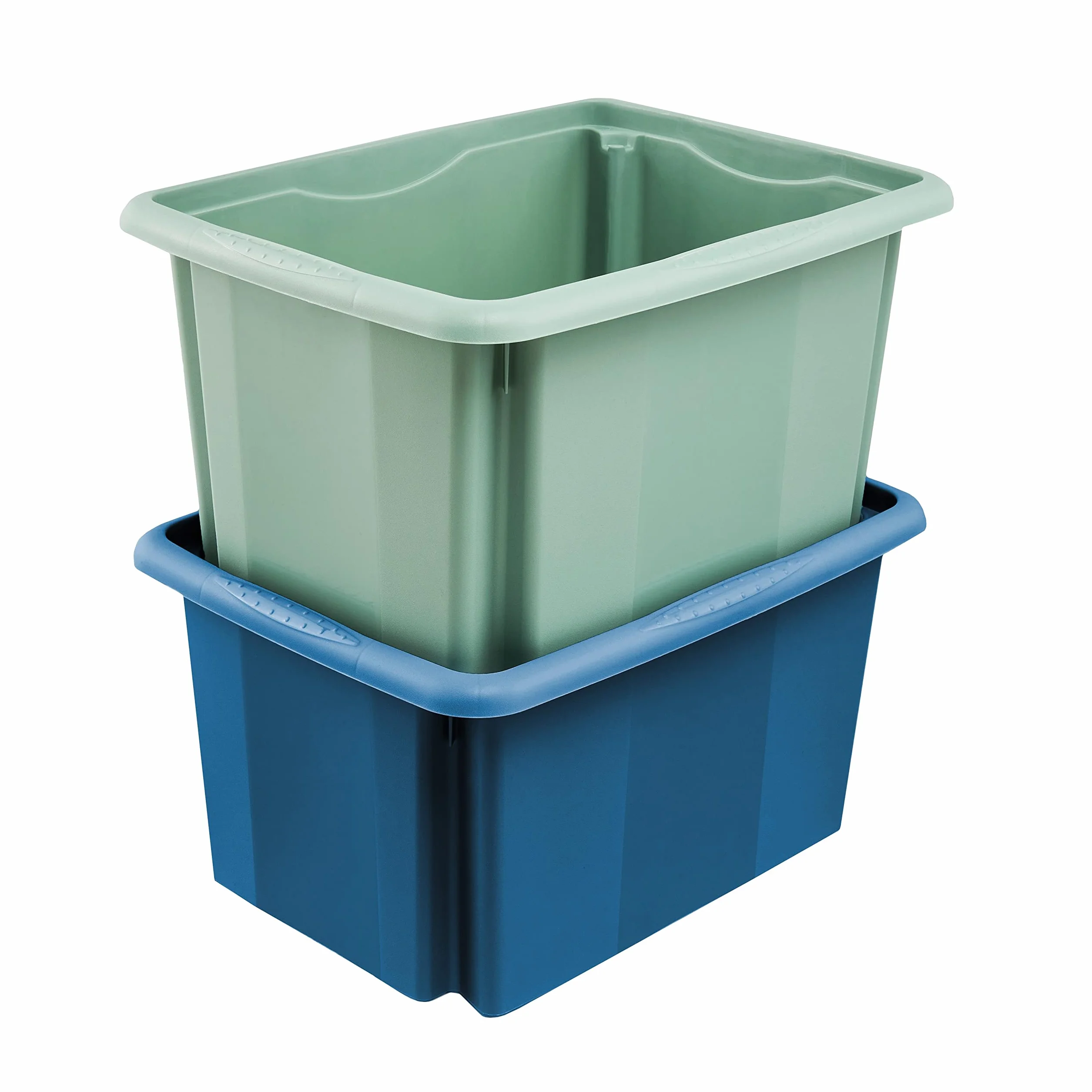keeeper Contenitore Portaoggetti Rotabile e Impilabile, 38 x 28,5 x 20,5 cm, 15 L, Emil Eco Line, Eco Blu