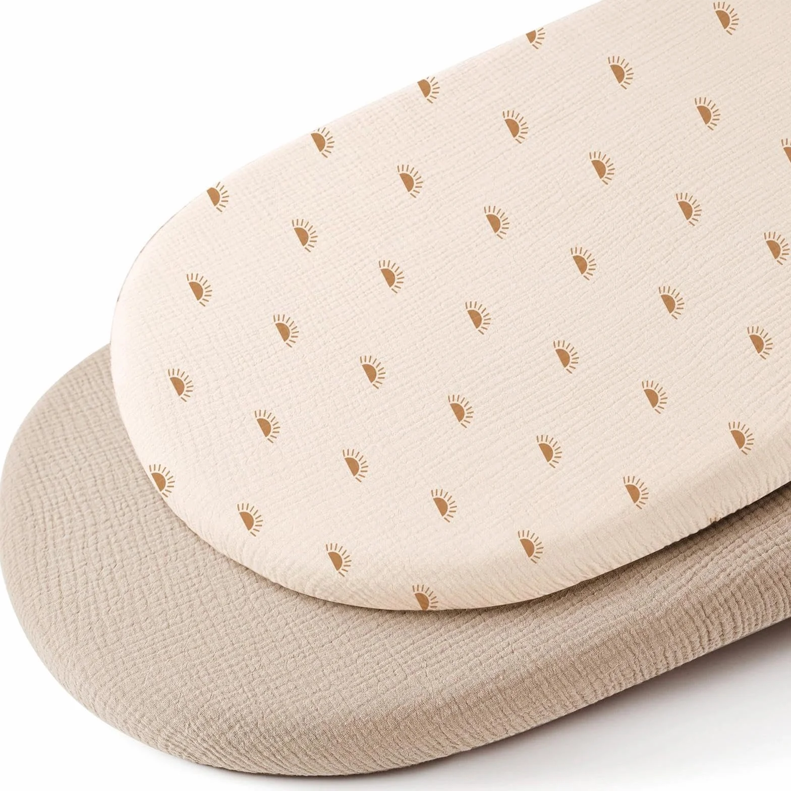 Lenzuolo con angoli in mussola, 80 x 40 cm, per passeggino e passeggino, confezione da 2 per cestino e culla (albicocca + sole)