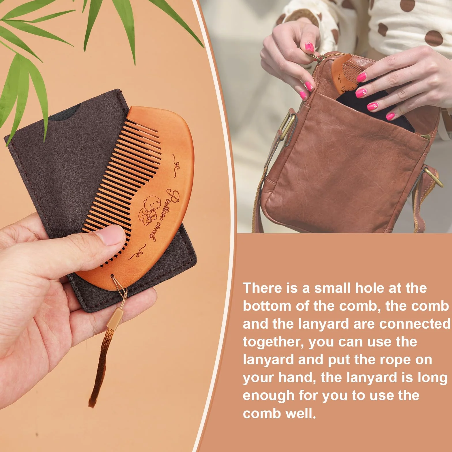 Set di Pettine da Parto, Legno Travaglio Pettine per Capelli con Borsa Portaoggetti e Cordino Articoli Essenziali per il Parto per le Mamme Alla Prima Esperienza Regalo per la Gravidanza