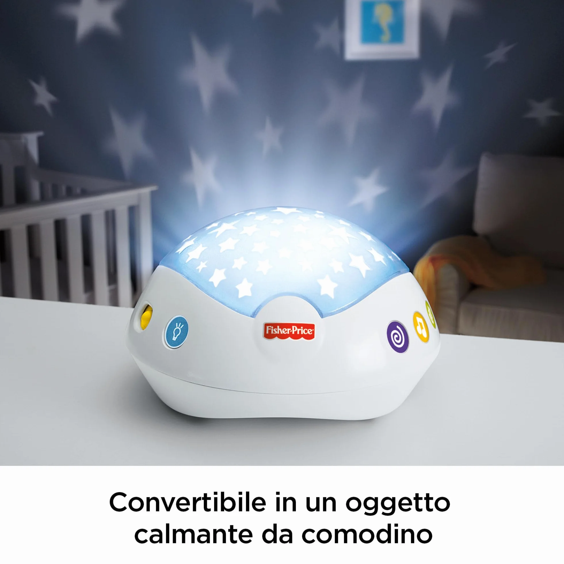 Fisher-Price - La Giostrina Degli Orsetti, giostrina motorizzata con la proiezione di luci stellate e tre modalità sonore calmanti, segue le fasi di crescita del bambino, per bimbi da 0+ mesi, CDN41